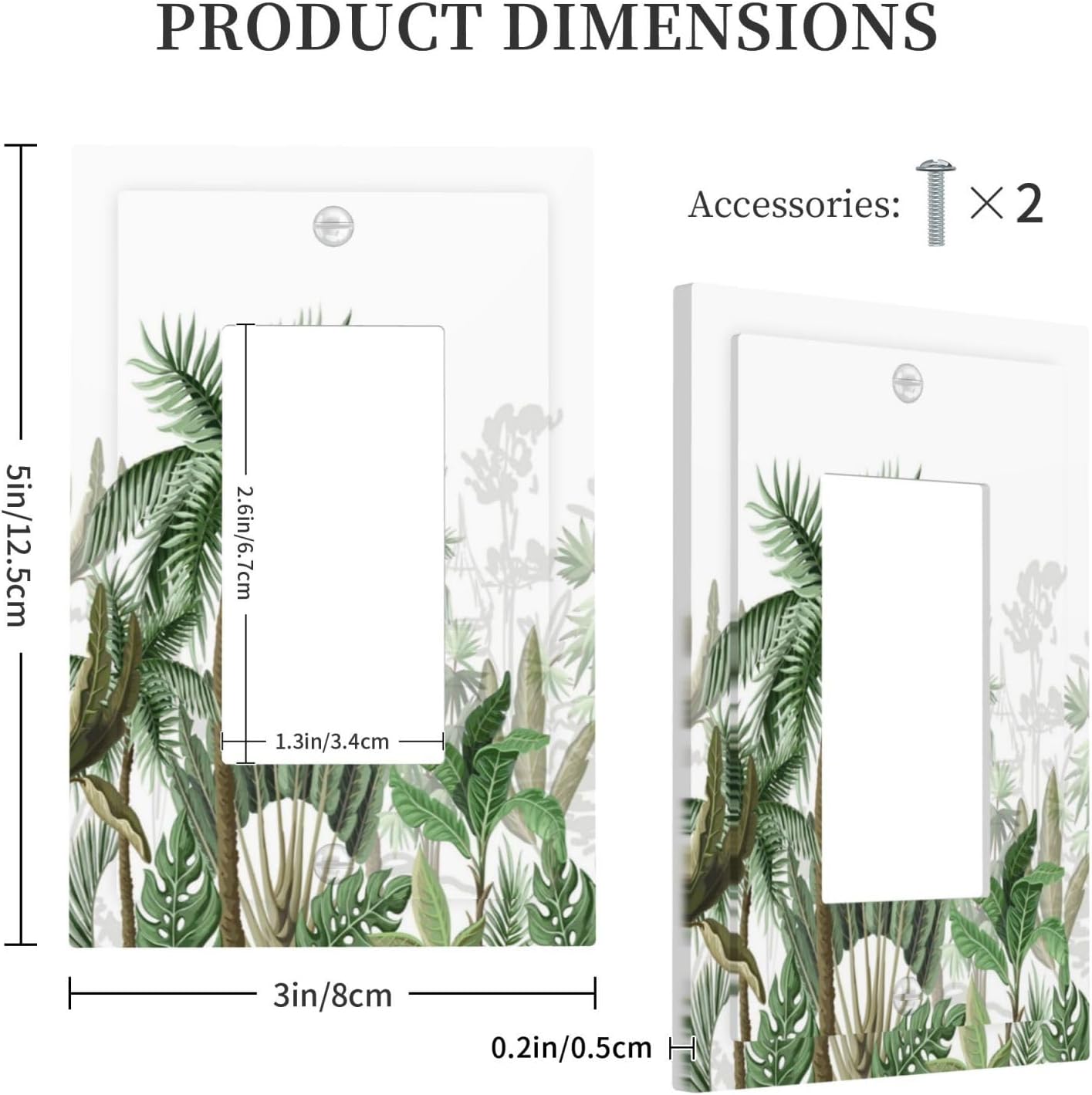 Palm Tree Banana Leaf Green Rainforest Natural Landscape Decorative Outlet Covers 1 Gang Single Rocker Light Switch Cover Plate Wall Plates GFCI Faceplate for Bed Room Living Room Decor