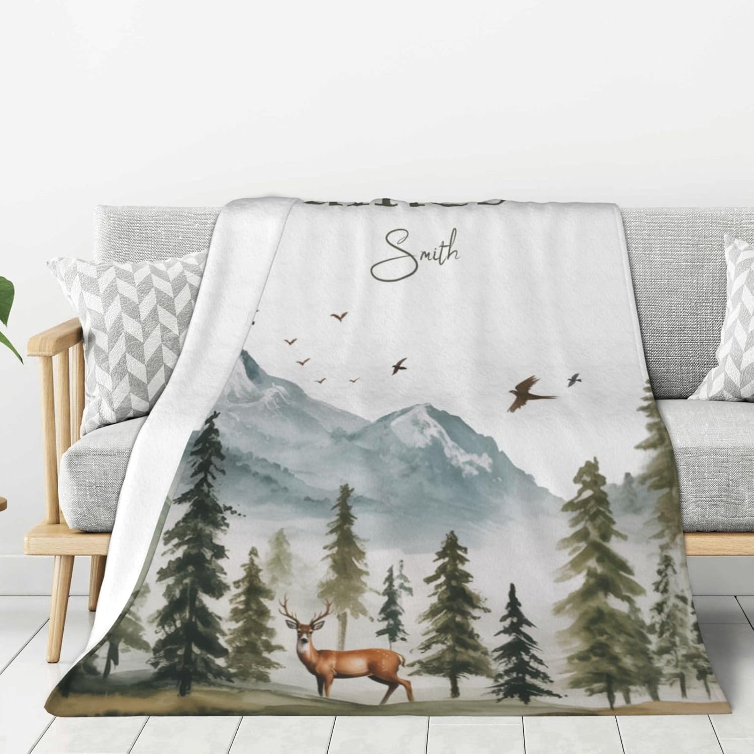 Personalized Baby Blanket for Boys Girls Custom Baby Blanket with Name Newborn Expect Mom Toddlers Kids Customized Gifts for Baby Shower Birthday Christmas Super Soft Cozy Flannel Bed Throw Blanket