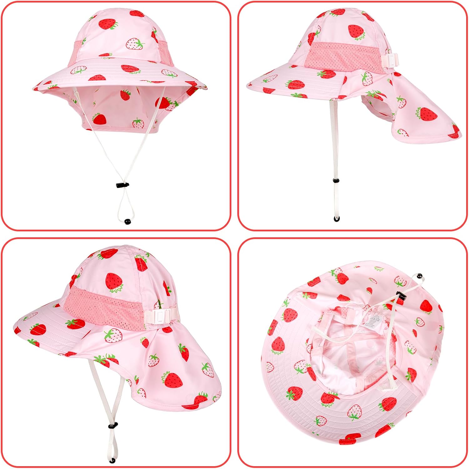 Toddler Baby Sun Hat Kids Summer UPF 50+ for Boys Girls Adjustable Beach Hats with Bucket Wide Brim Age 1-7 Years