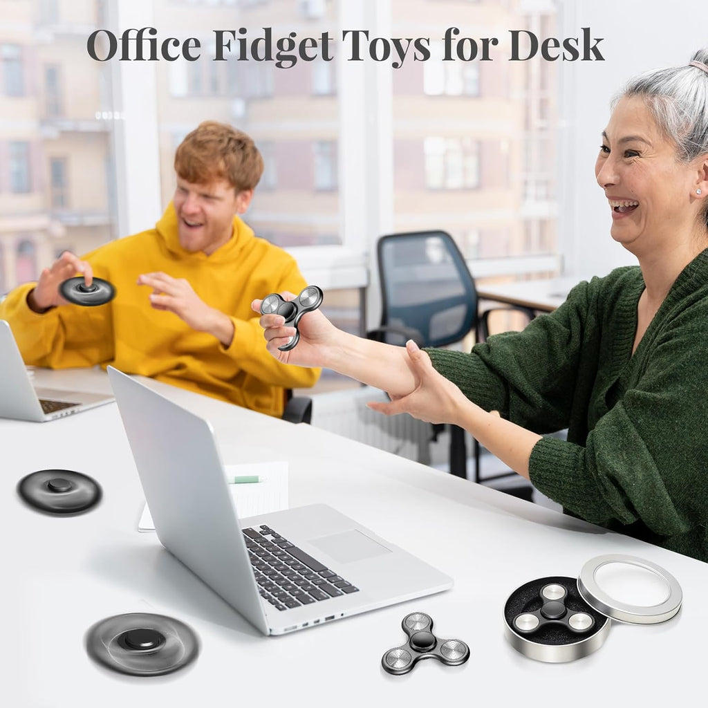 Metal Fidget Spinner for Adults, Silent Sensory Fidget Toys Adults Hand Spinners for ADHD Anxiety Stress Relief, Desk Toys for Office, Birthday Gifts Stocking Stuffers Classroom Prizes