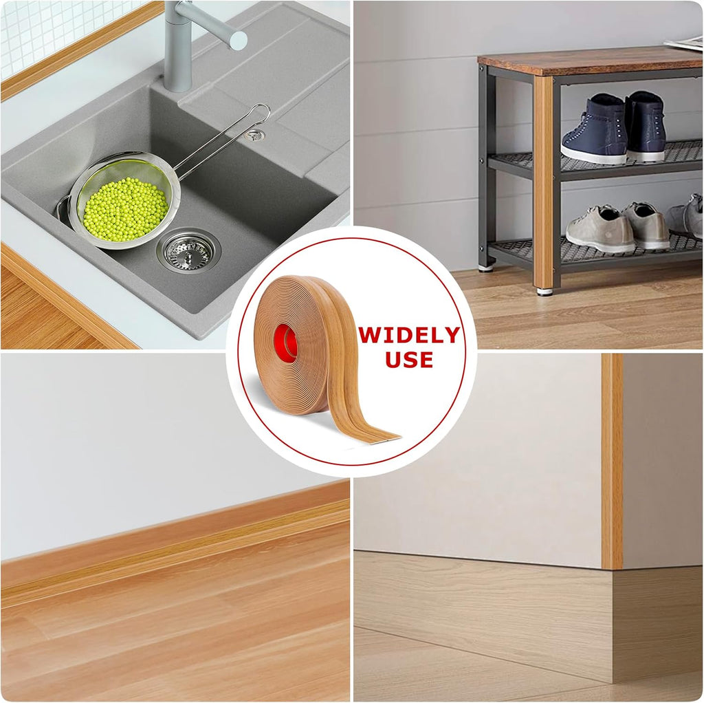 Flexible Wall Corner Protector Moulding Trim Peel and Stick Wall Corner Guards Edge Protector Self Adhesive Molding Trim Strip for Edge Ceiling (Light Brown Wood Grain, 2.4 in x 10 Ft)