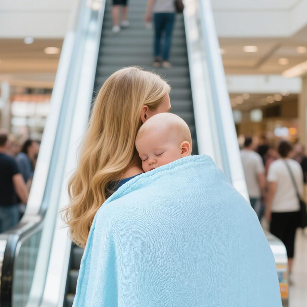 Muslin Swaddle Blankets, Nursery Receiving Blanket for Newborn, Baby Swaddle Wrap Soft Silky & Breathable, 3 Packs, 47 X 47In (White & Blue 3 Pieces)