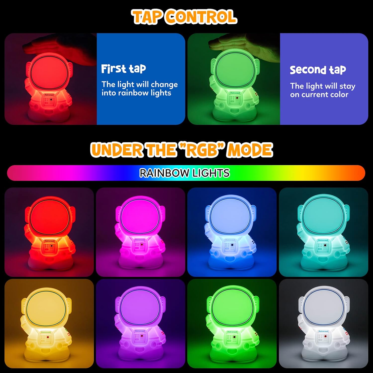 Astronaut Night Light for Kids Room Night Lamp Children Toddler Room Decor Silicone Baby Nursery Night Lights