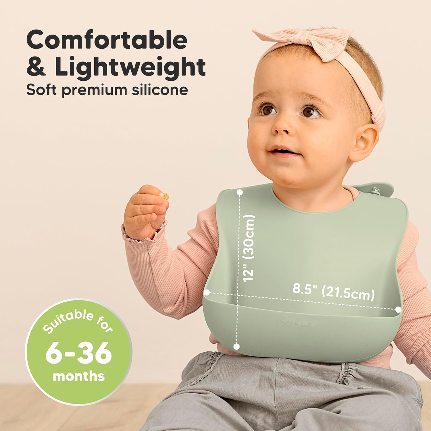 KeaBabies 2-Pack Silicone Baby Bibs for Eating - Sturdy Food-Grade Silicone Bibs for Babies Girl, Boy, Large Food Catcher, Clean & Put On Easily, Waterproof Toddler Feeding Essentials (Macaron)