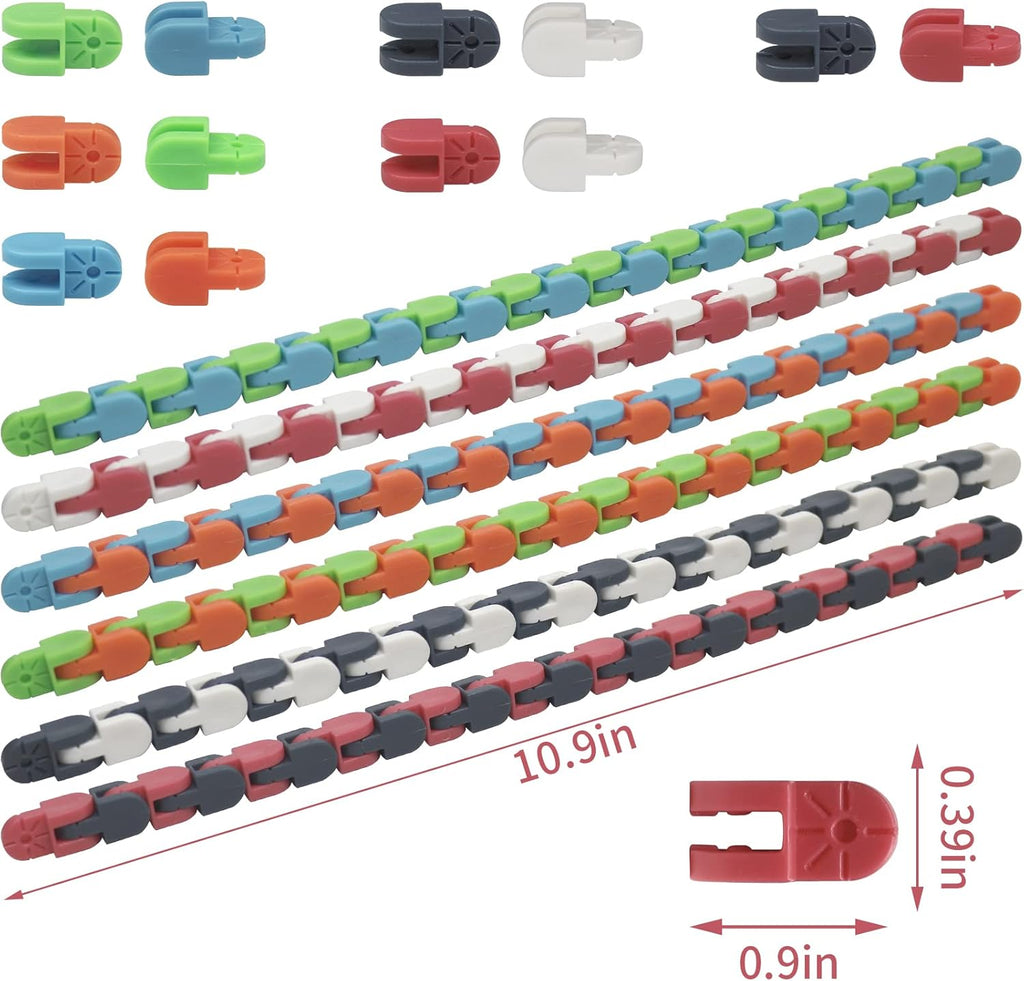 30 Pack Wacky Tracks Snap and Click Fidget Toys Finger Sensory Toys, 24 Links Snake Puzzles for Stress Relief, Party Bag Fillers, Party Supplies