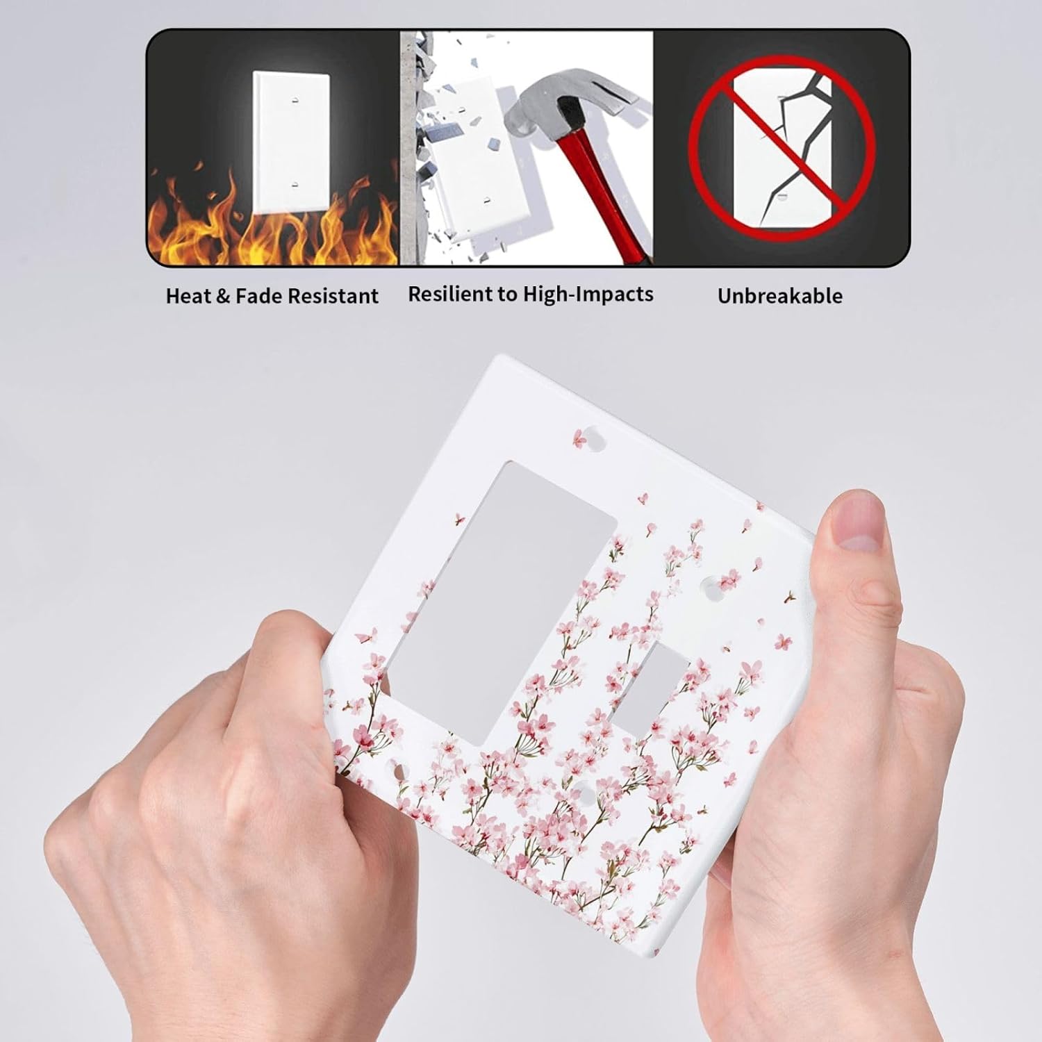 Outlet Covers Sakura Plant Floral Pink Flowers 1 Toggle 1 Rocker Combination Decorative Wall Plate Electrical Switch Plates Light Switch Cover Plate For Bed Room Living Room Decor