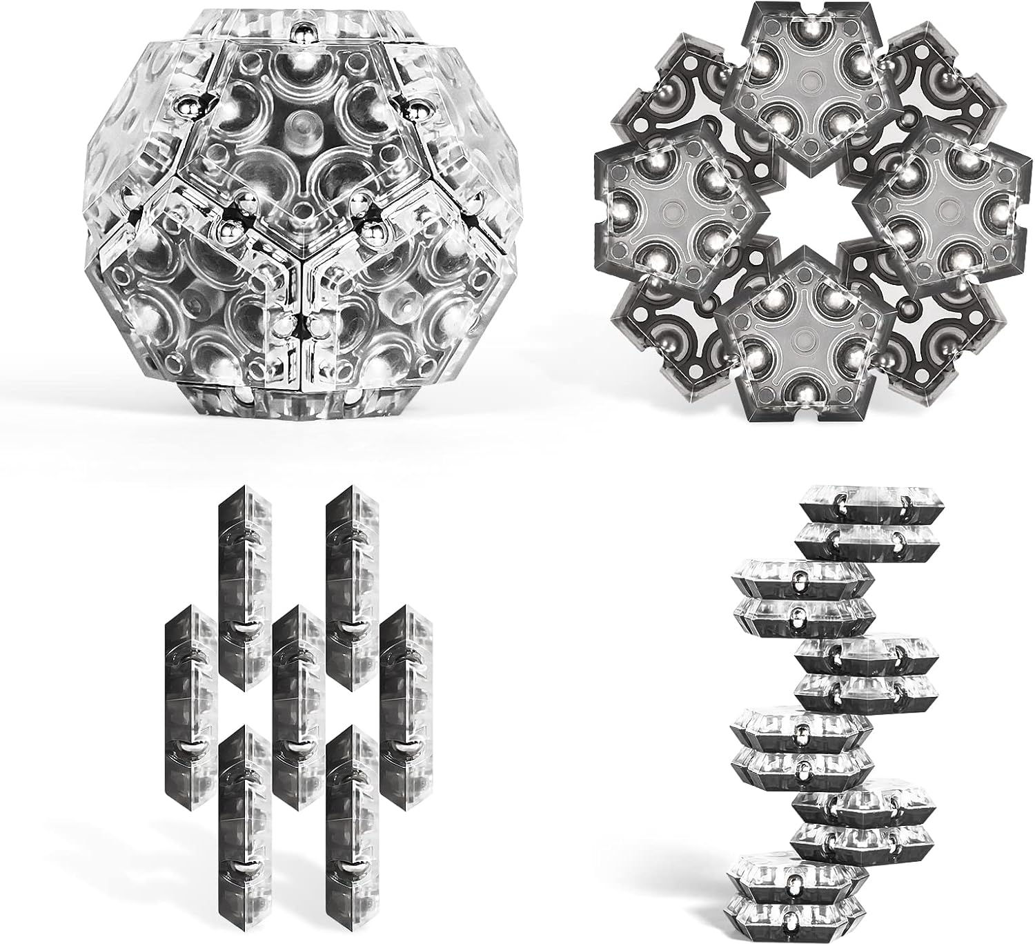 TEMI Fidget Sphere Toys of Fun Executive Desk Toy Puzzles for Adults 14+ Years Old Boys and Girls (gray pentagon-A901-1)