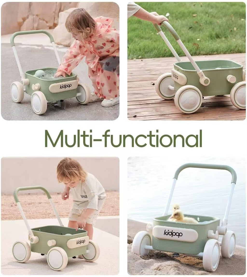 Kidpop PULA 2-in-1 Push and Pull-Along Wagon, Baby Push Walker for First Learner from 7 Month to 4 Year, One Year Birthday Gifts, Sturdy and Safe, Indoors and Outdoors (White)