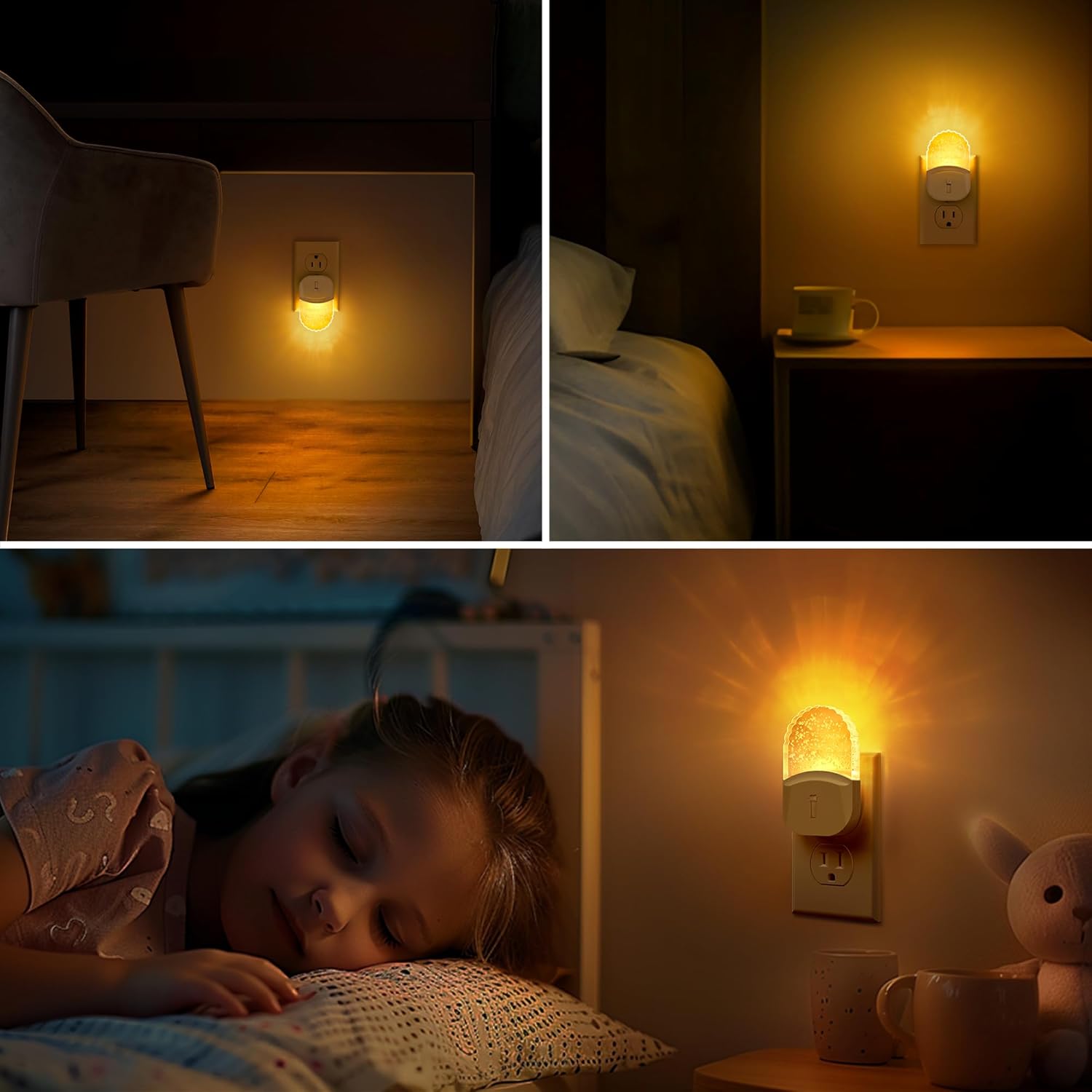 Briignite Led Night Light, Night Lights Plug into Wall, Night Light for Kids 2Pack, Amber Yellow Nightlight Plug in, Dimmable with Dusk to Dawn Sensor for Bedroom, Bathroom Stair,Hallway