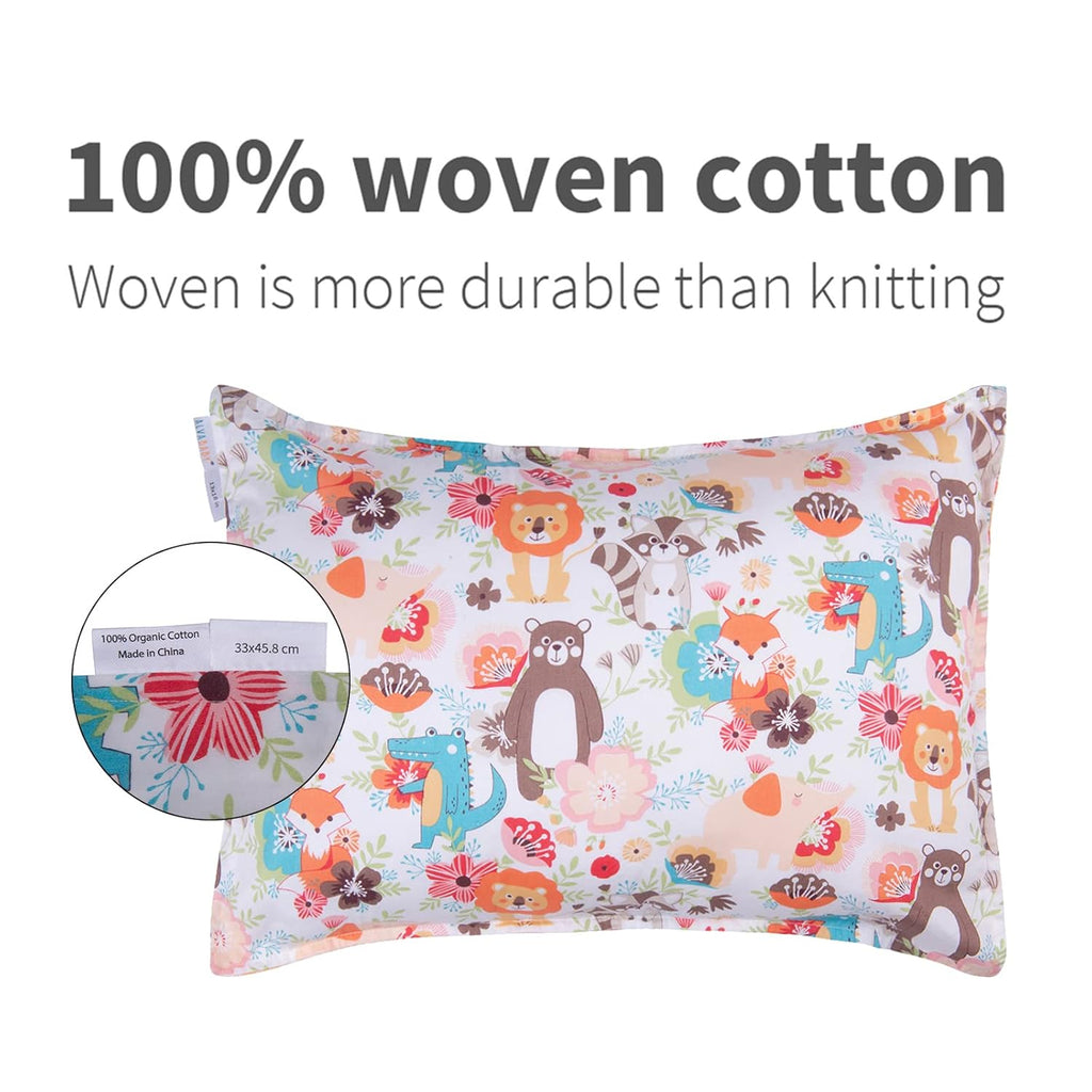 ALVABABY Toddler Pillowcases 2 Pack Organic Cotton Kids Pillow Cover Fit 13"x 18" or 12"x28" Envelope for Girl Boy Sleepy Travel