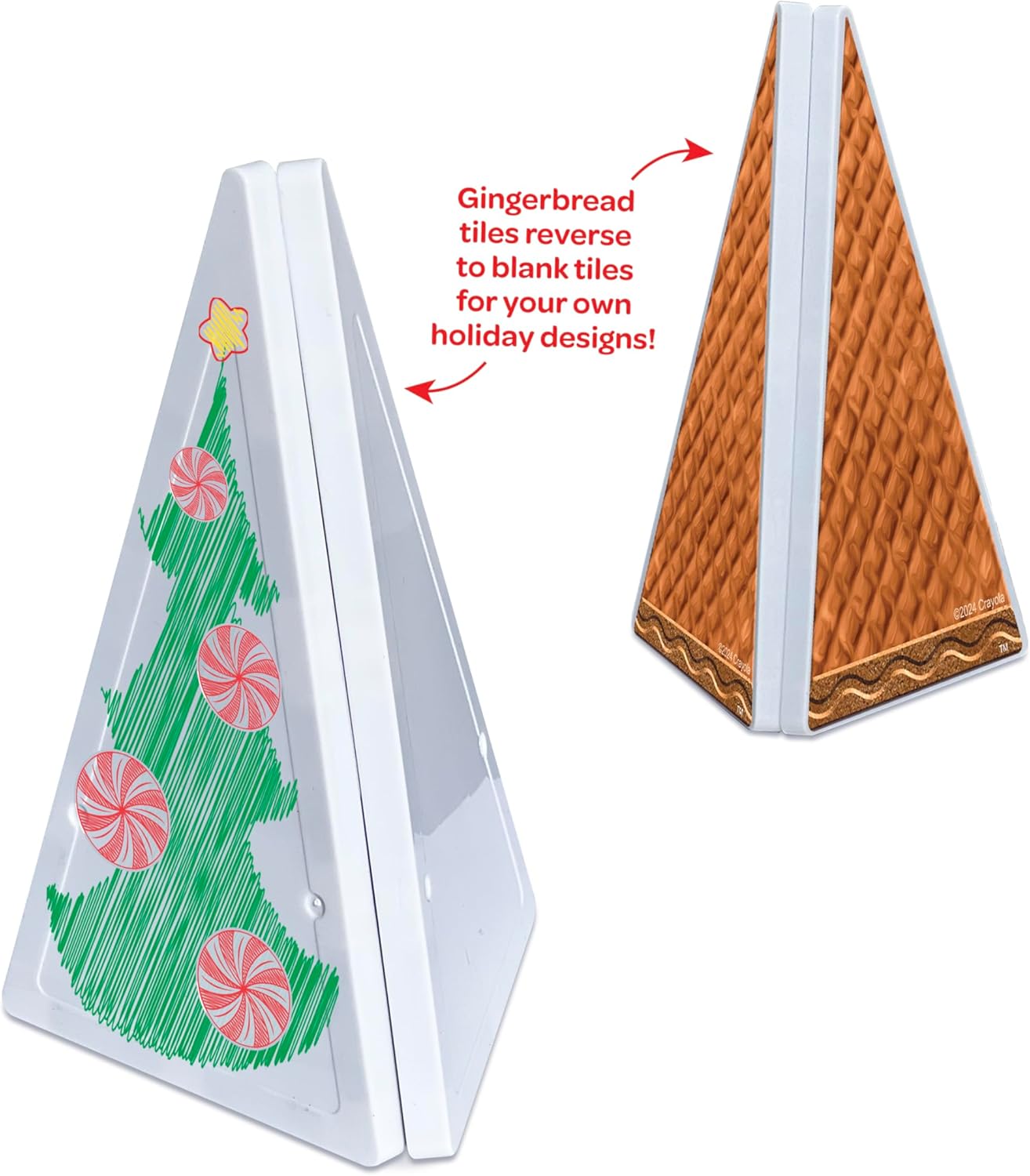 CreateOn Crayola Holiday Gingerbread House Magnetic Tiles, Magnetic Kids Building Toys, Educational Stem Toys for Ages 3+, 24-Piece Set