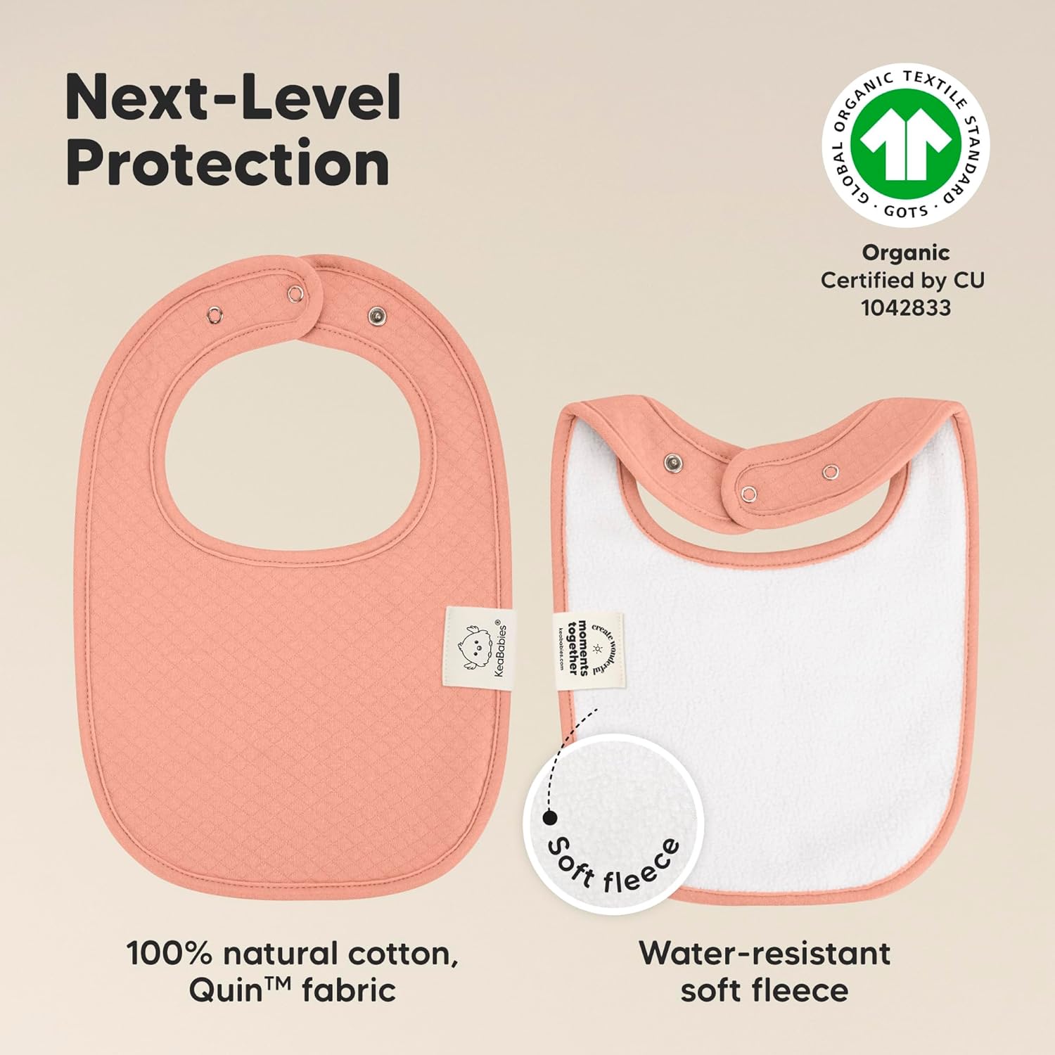 8-Pack Organic Baby Bibs for Girls, Boys - Quilted Cotton Cloth Baby Drool Bibs for Drooling and Teething Toddler, Newborn, Infant, Soft & Super Absorbent (Dew)