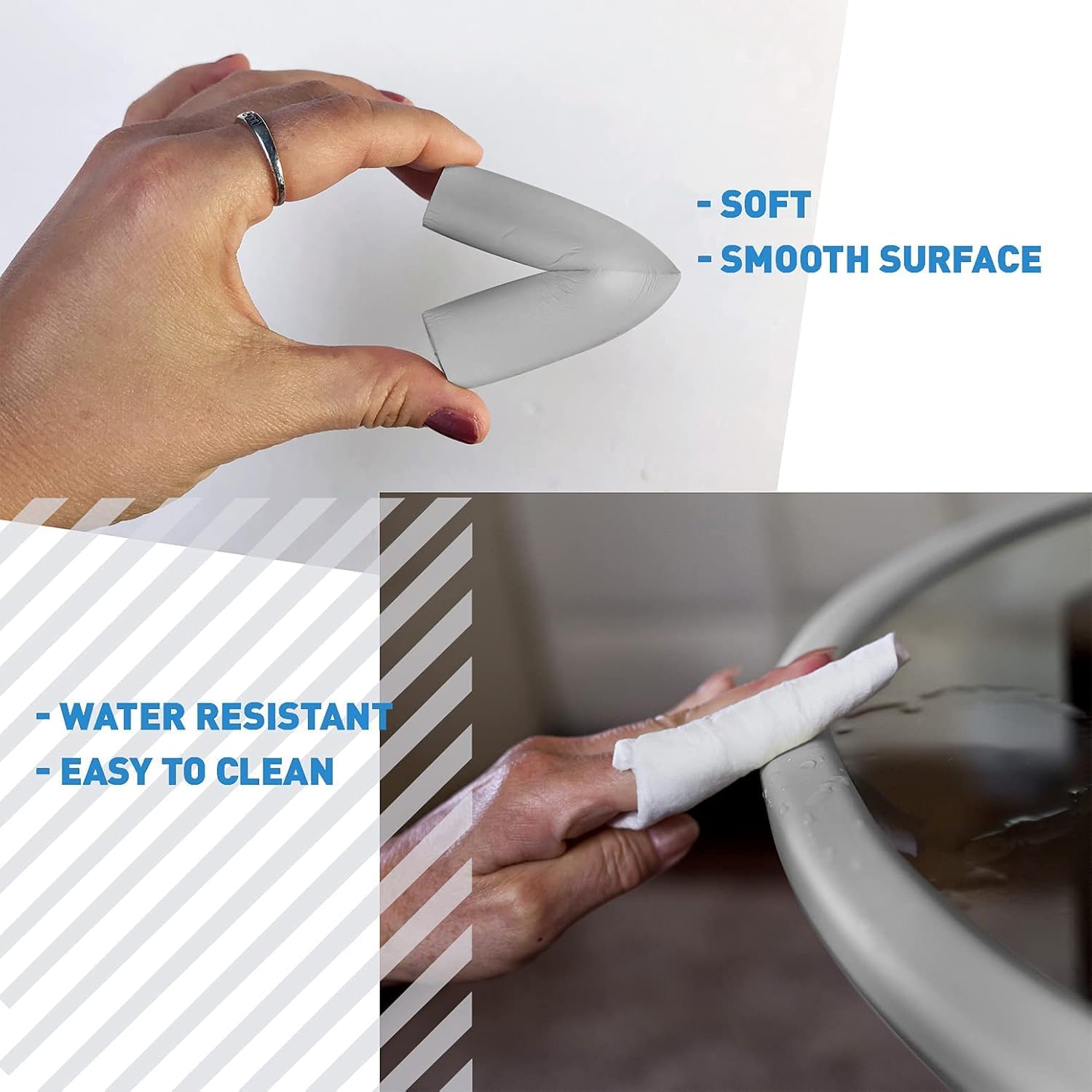 Sharp Edge & 16.2ft Furniture Safety Guards | Protective Foam Cushion | 15ft Bumper 4 Adhesive Childsafe Corners | Baby Child Proofing Foam Set and Safe for Table, Fireplace, Countertop | Gray