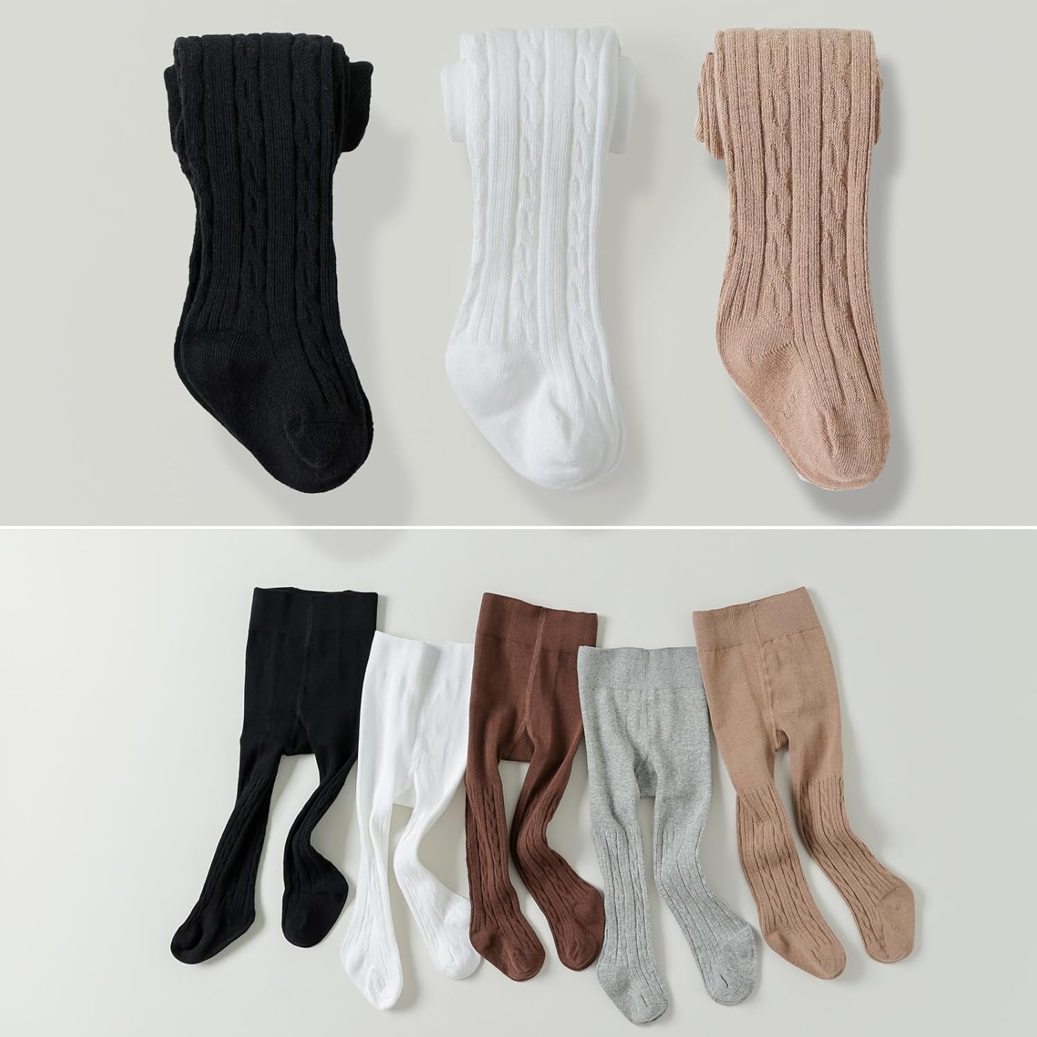 EPEIUS Baby Girl Tights Thick Cable Knit Leggings Stockings Cotton Pantyhose for Newborn Infant Toddler 3/4/5/6 Pack