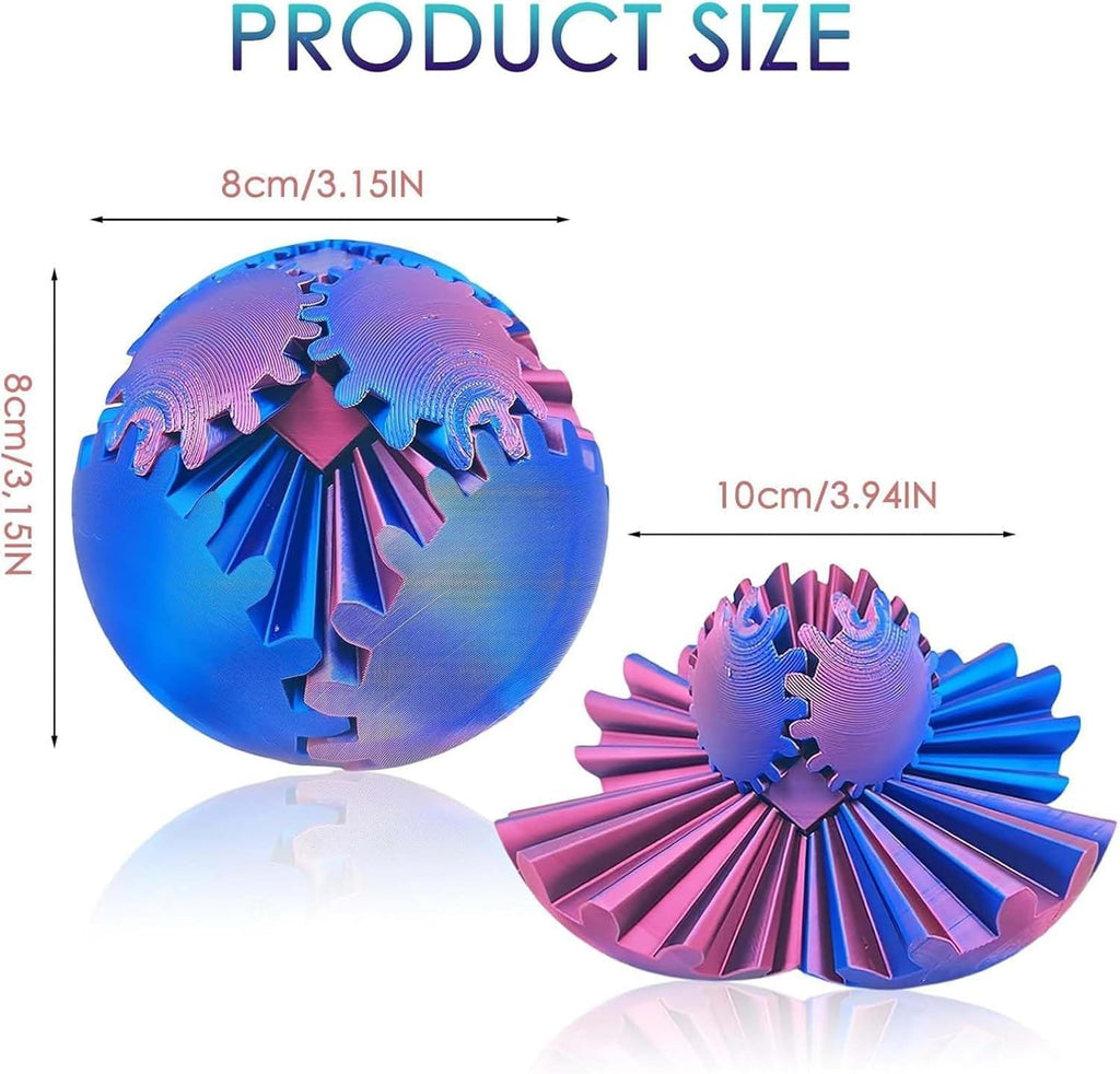 Gear Ball 3D Printed Gear Ball Spin Ball OR Cube Fidget Toy, Gear Sphere, Relieves Stress Anxiety Fidget Toys for ensory Needs and Autism, Gear Ball Fidget Toy
