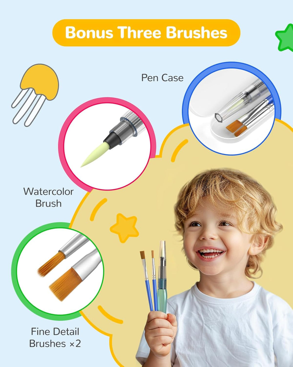 TECJOE Paint with Water Coloring Books for Toddlers, Marine Animal Series Watercolor Set with 3 Brushes, Mess Free Painting Activity for Kids Ages 4 5 6 7 8, Christmas Gifts Arts & Crafts Toy