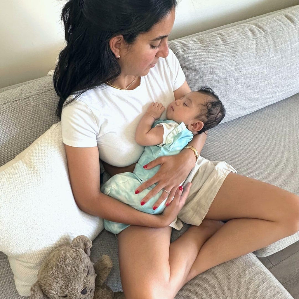 Happiest Baby Sleepea 5-Second Swaddle - 100% Organic Cotton Baby Swaddle Blanket - Doctor Designed Promotes Healthy Hip Development (Tie Dye Blue, Small)