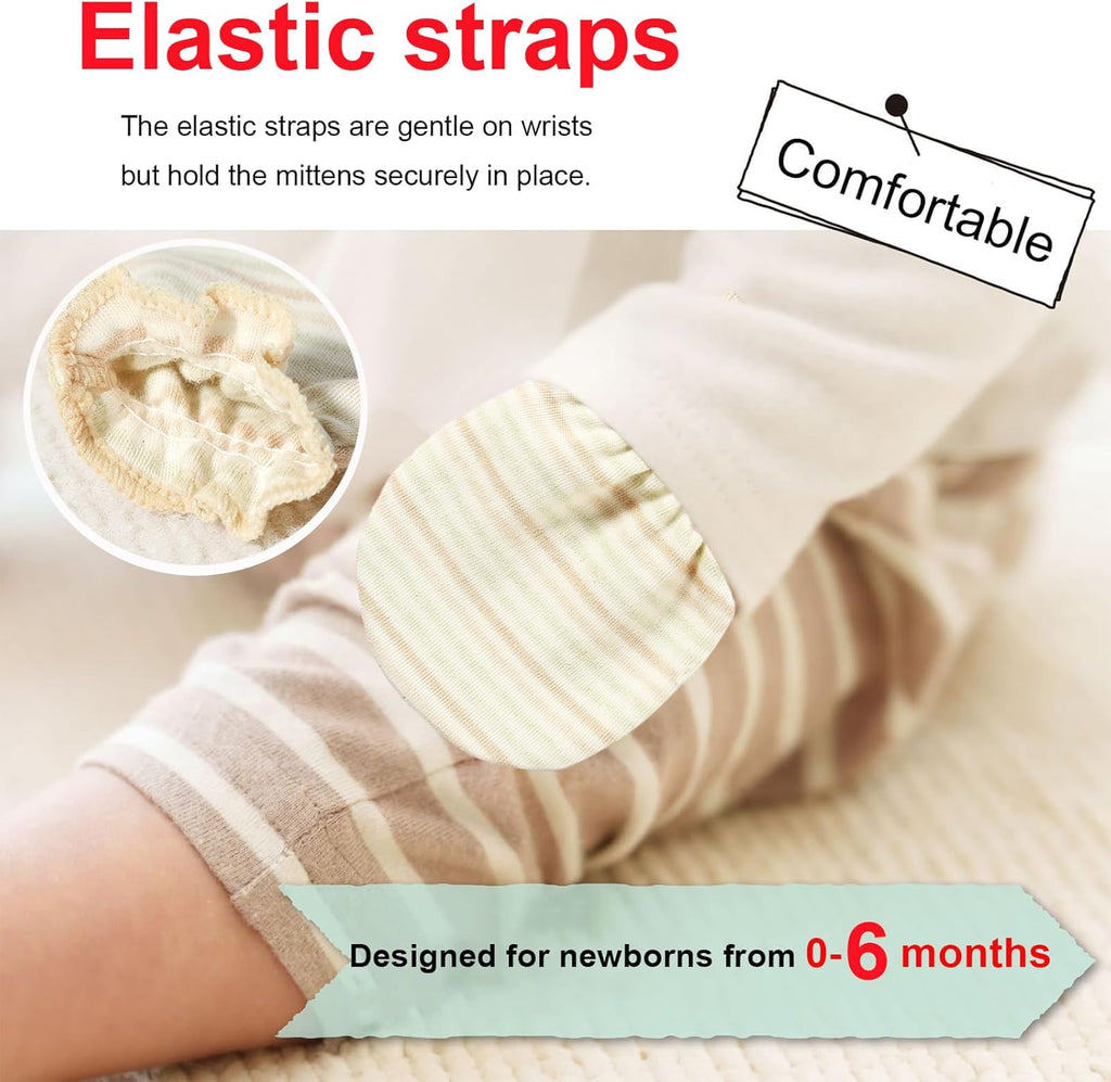 Newborn Mittens No Scratch 100% Cotton Mitts Boy Girl baby mittens 0-6 months 6 Pack