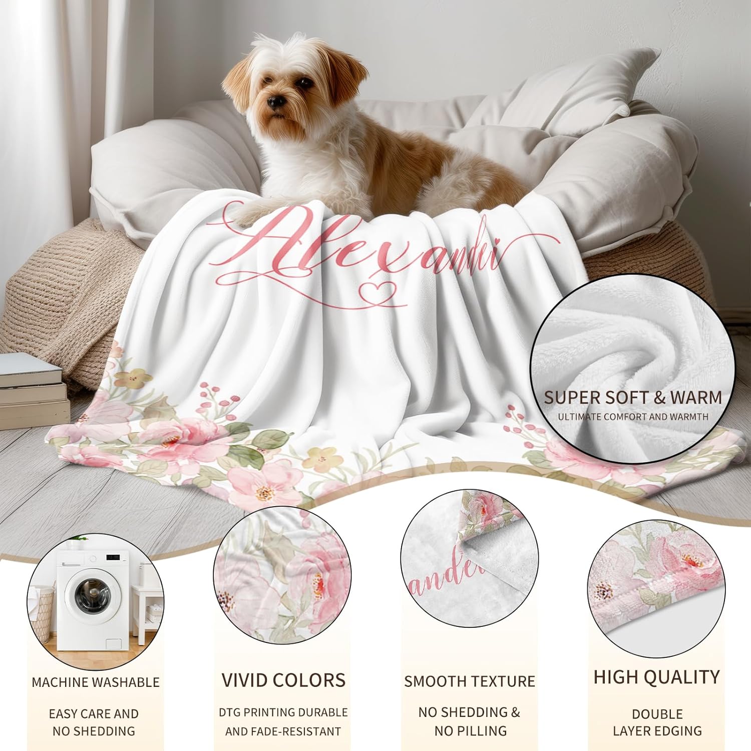 Ship Next Day, Personalized Baby Blankets - Printed in USA, Custom Name Blanket, Baby Blanket with Name, Ultra-Soft Cozy Fleece Blankets, Gifts for Baby Newborn Toddlers Boys & Girls Kids