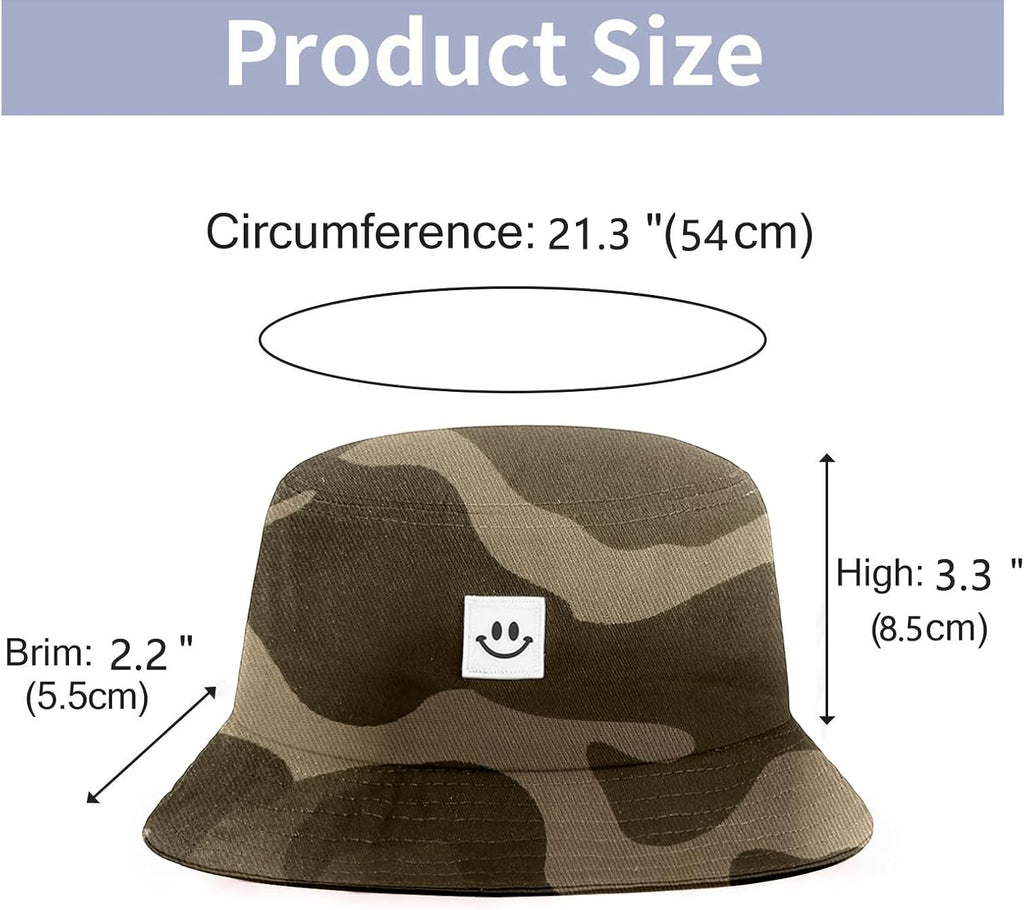 Kids Sun Hat Smile Face Bucket Hat for Girls Boys Summer Sun Protection Cotton Unisex Beach Cap
