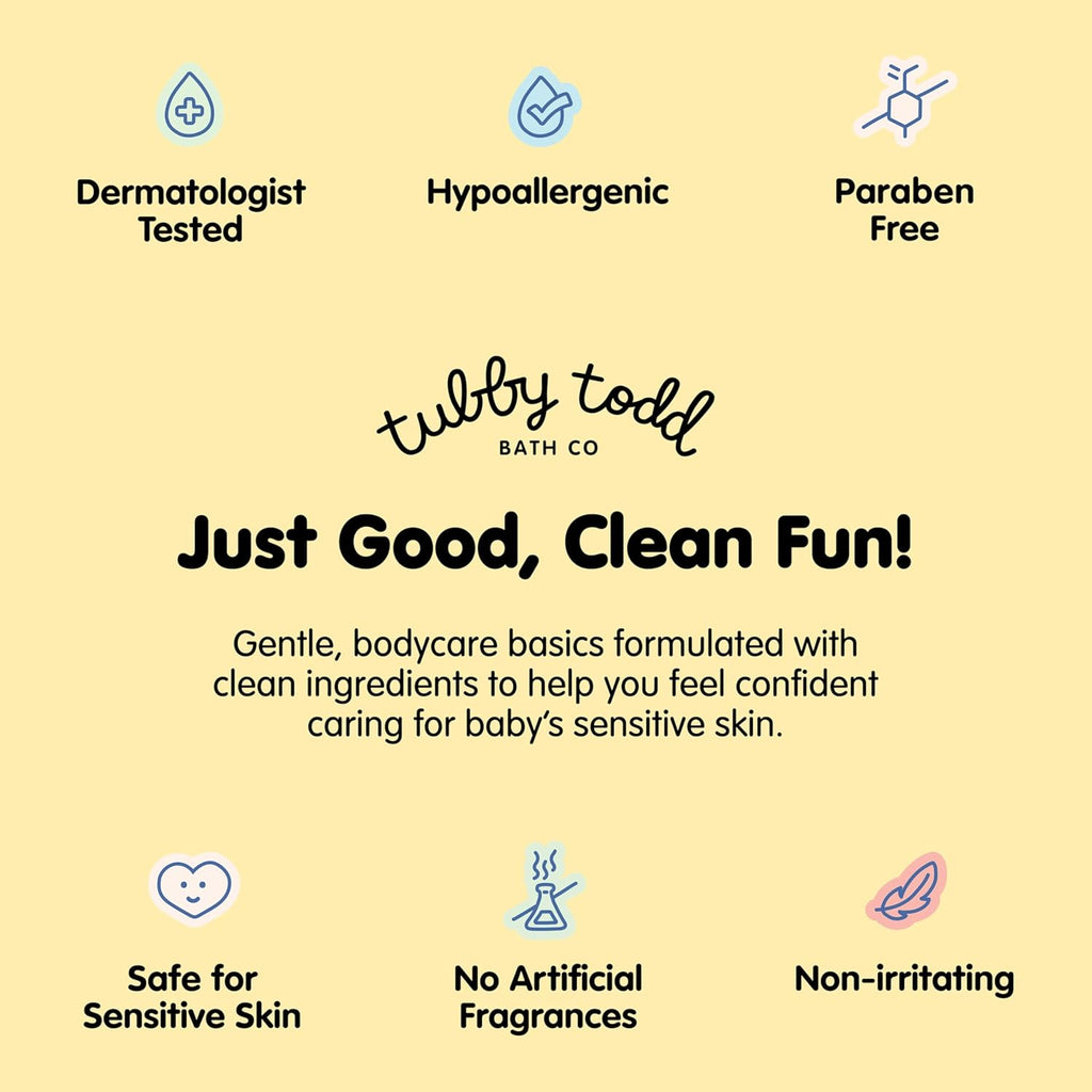 TUBBY TODD's Baby Body Wash & All Over Ointment Eczema Set - Gentle, Hypoallergenic Skincare for Newborns & Toddlers - 25oz, Fragrance-Free