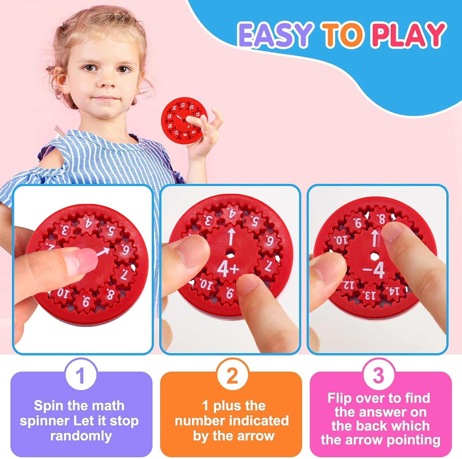 18pcs Math Fidget Spinners, Round Math Fact Fidget Spinner Toy, Number Fidget Spinner, Math Learning & Education Fidget Game for Kids Birthday Christmas New Year Gifts