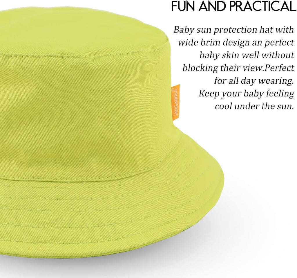JANGANNSA Cotton Baby Sun Hat Infant Toddler Boys Girls Bucket Hats Summer Sun Protection Kids Beach Caps