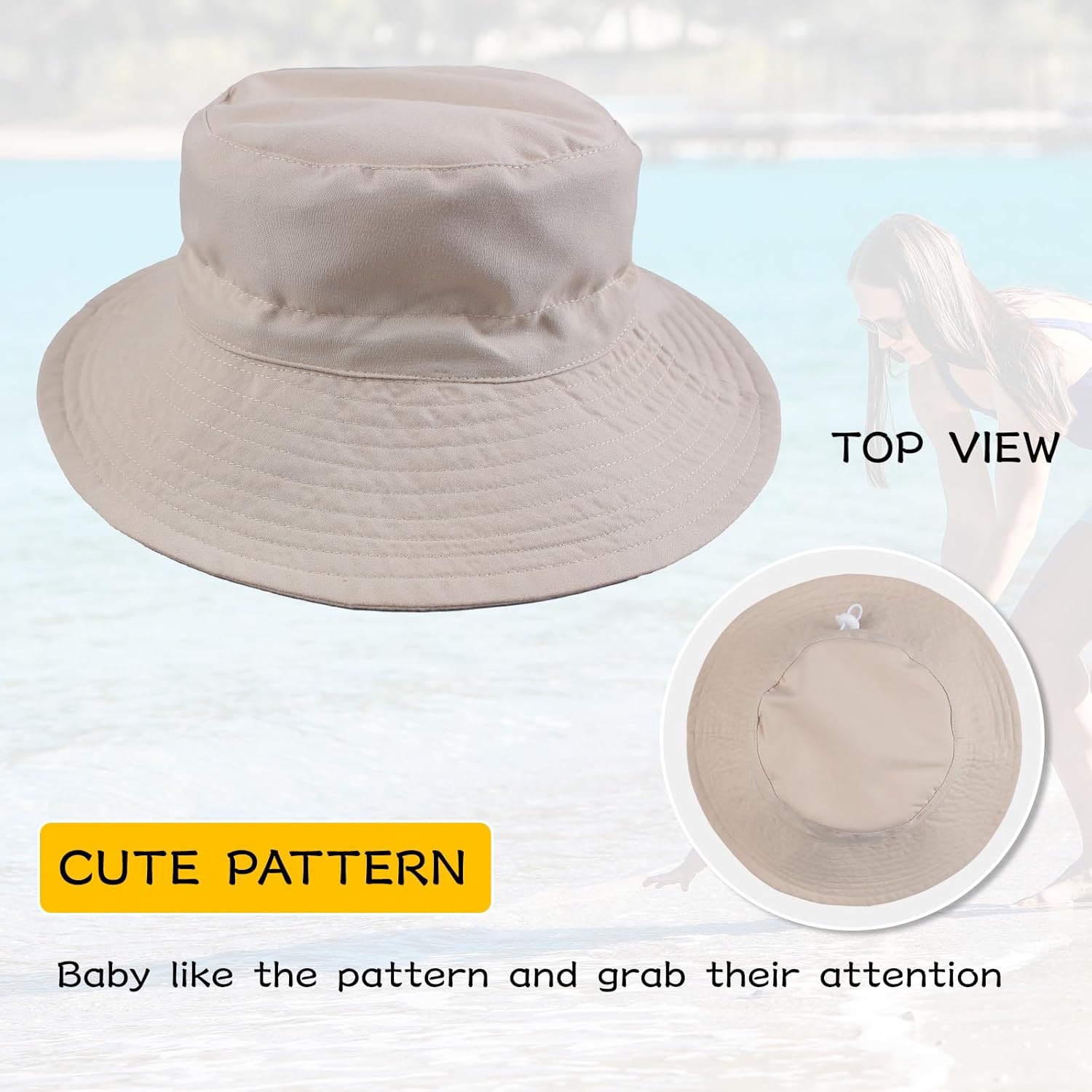 Peecabe Summer Baby Sun Hat for Boys Girls UPF 50+ Wide Brim Toddle Bucket Hat Adjustable Baby Beach Cap 0-8 Years