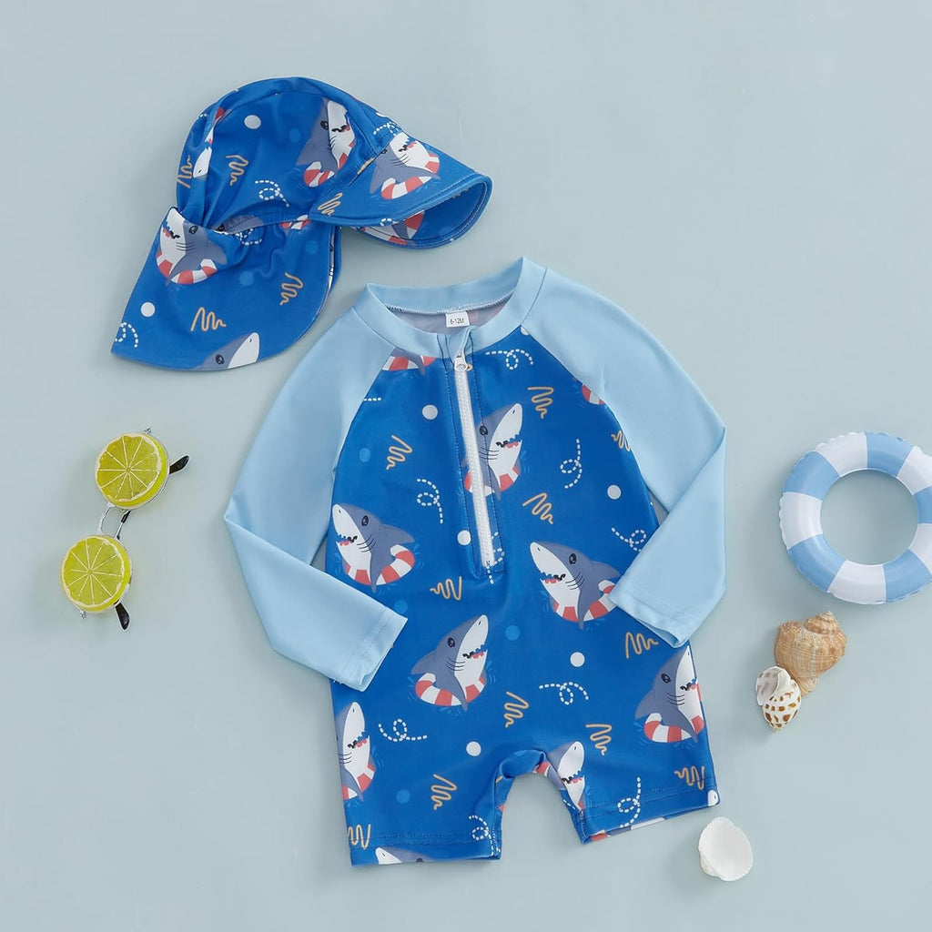 Hnyenmcko Baby/Toddler Boy Rash Guard Swimsuit Long Sleeve One Piece Zipper Swimwear Sunsuit Infant Bathing Suit Beachwear