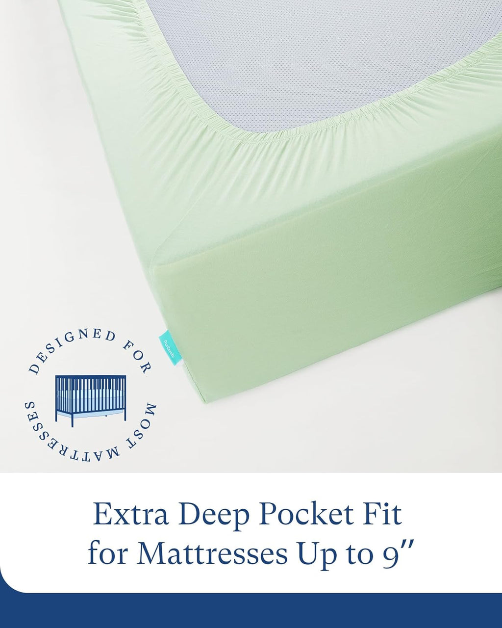 Supersoft Crib Sheets 2-Pack, Premium Bamboo Viscose Stretchy Fitted Crib Sheet, Hypoallergenic Breathable Crib Sheets Boy Girl, Neutral Baby Crib Mattress Sheet, 9'' Extra Deep Pocket