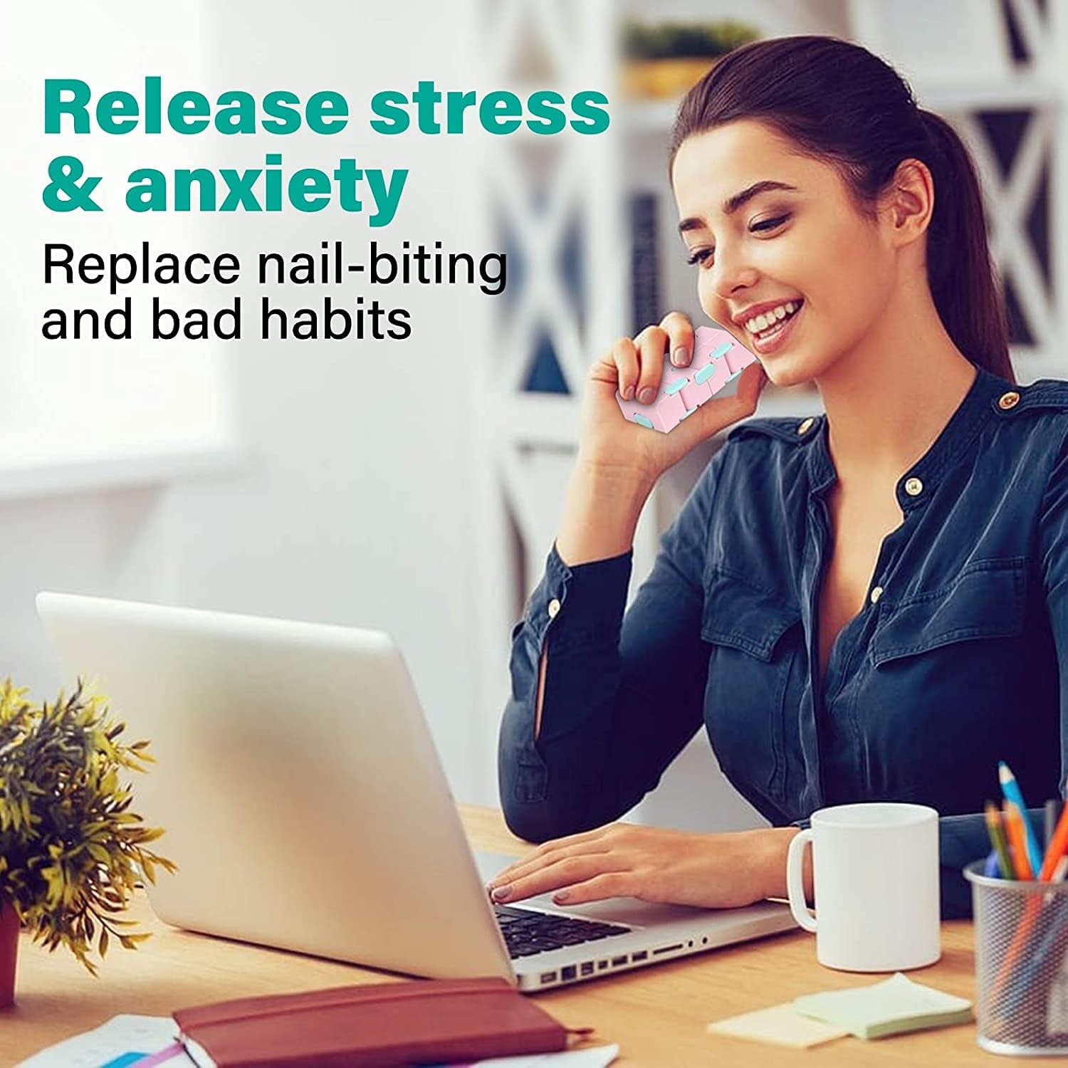 Infinitycube Fidget Toy Stress Relieving Fidgeting Game for Kids and Adults,Cute Pocket-Sized Unique Gadget for Anxiety Relief and Kill Time (4 Pack Macarons)