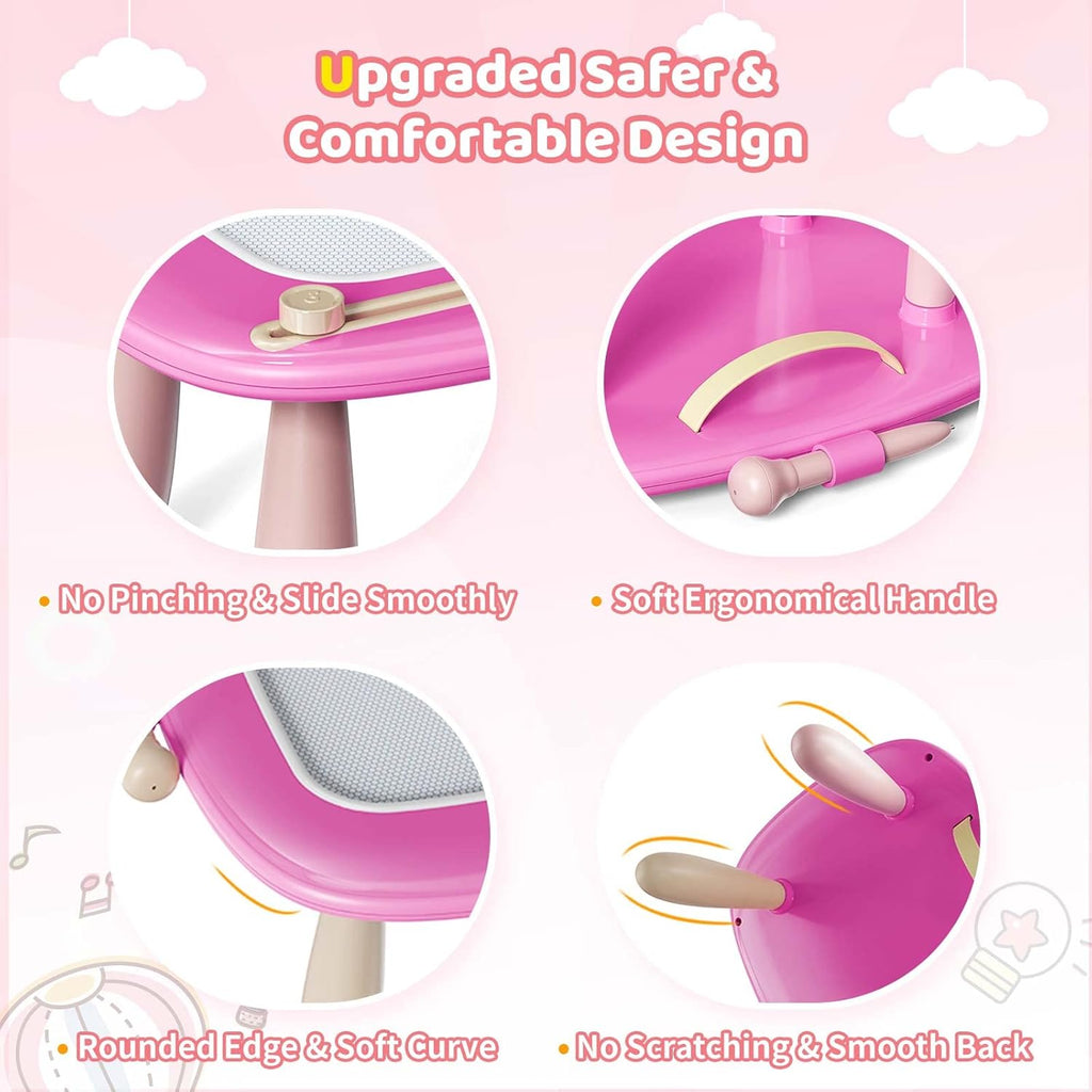 Kikidex Toddler Toys for 1-3 Years, Sturdy Magnetic Doodle Board, Reusable, No Mess, Educational Learning Toys for Kids' Birthday (Rose)