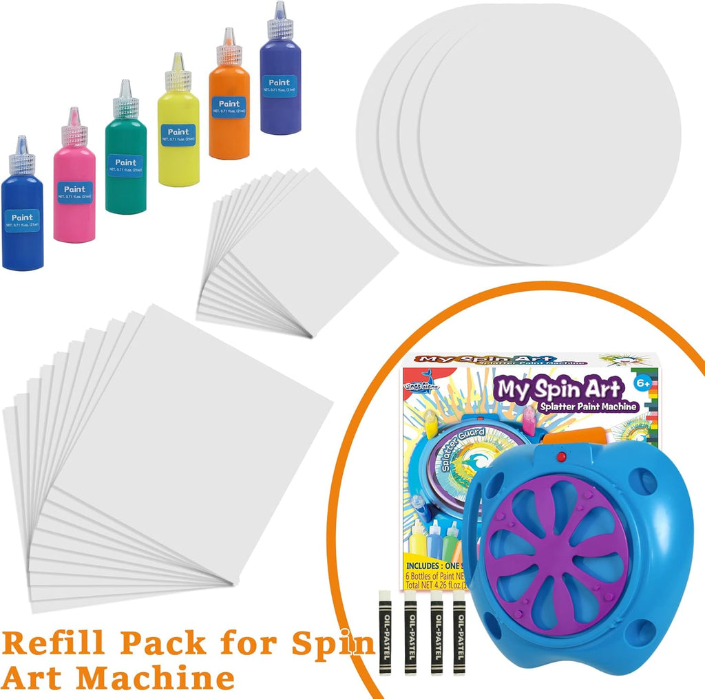 Spin Art Machine Variable Speed, Battery Operated Spinner - Paint Spinner with Splatter Guard, Washable Paint, Spin Art Kit, Art Design Card, Stem Toys, Kid Arts and Crafts, Girls Boys