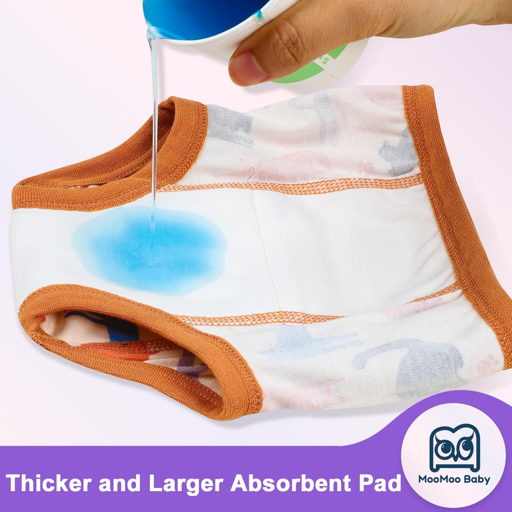 MooMoo Baby Potty Training Underwear 10 Packs Absorbent Toddler Training Pants for Boys and Girls Cotton Pee Pants 2T-9T