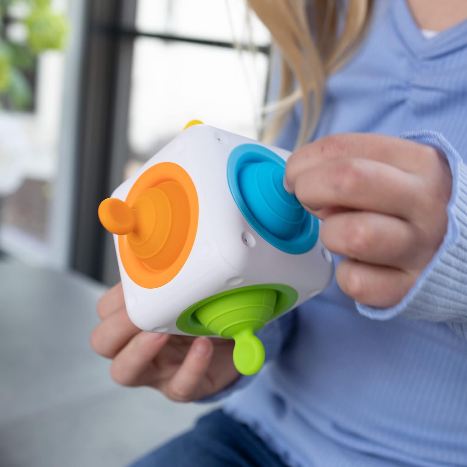 Fat Brain Toys Tugl Cube - Popping Fidget Cube for Toddlers, Kids, Teens, Adults