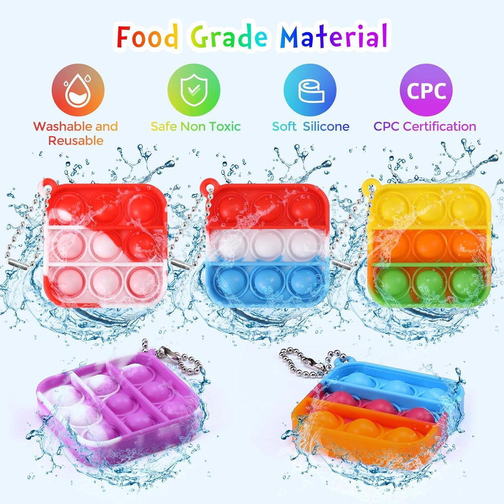 300pcs 2in Random Pop Bubble Fidget Sensory Toys, Pop Toy Bulk for Party Favor, Classroom Student Prizes Easter Basket Goodie Bag Stuffers Christmas Valentine Gift for Kid