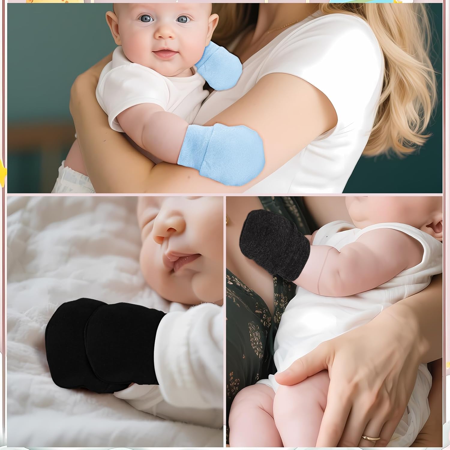 No Scratch Baby Mittens Newborn Infant Toddler Mittens Soft Elastic Wrist Gloves Mitten for 0-6 Months Boys Girls