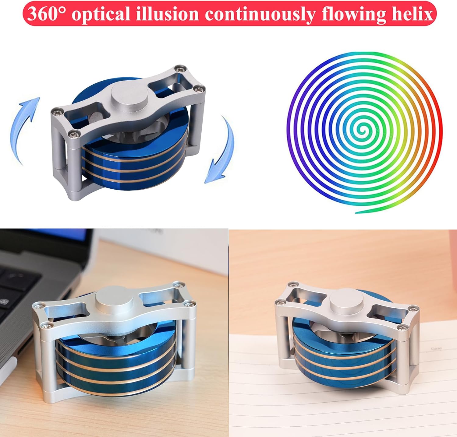 Desk-Kinetic-Toys Cool-Gadgets for Fidget: 20Mins Spinning-Tops, Cool-Stuff Figet Game for Adult Teen Children Kid, Optical-Illusion Stress Relief Gifts for Man Women Office School Home Christmas