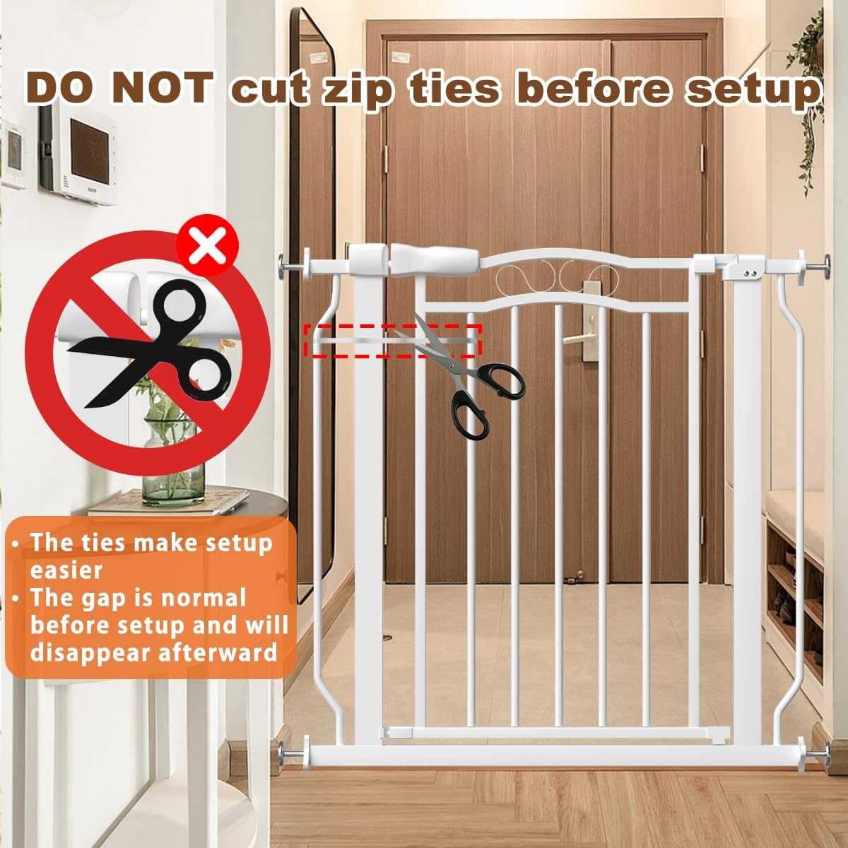 Extra Wide Baby Gate for Doorways No Drill 29.53"-53.1", 30" Tall Auto Close Press Mounted Baby Safe Gate for Stairs, Walk Through Dog Gates for Doorways, White