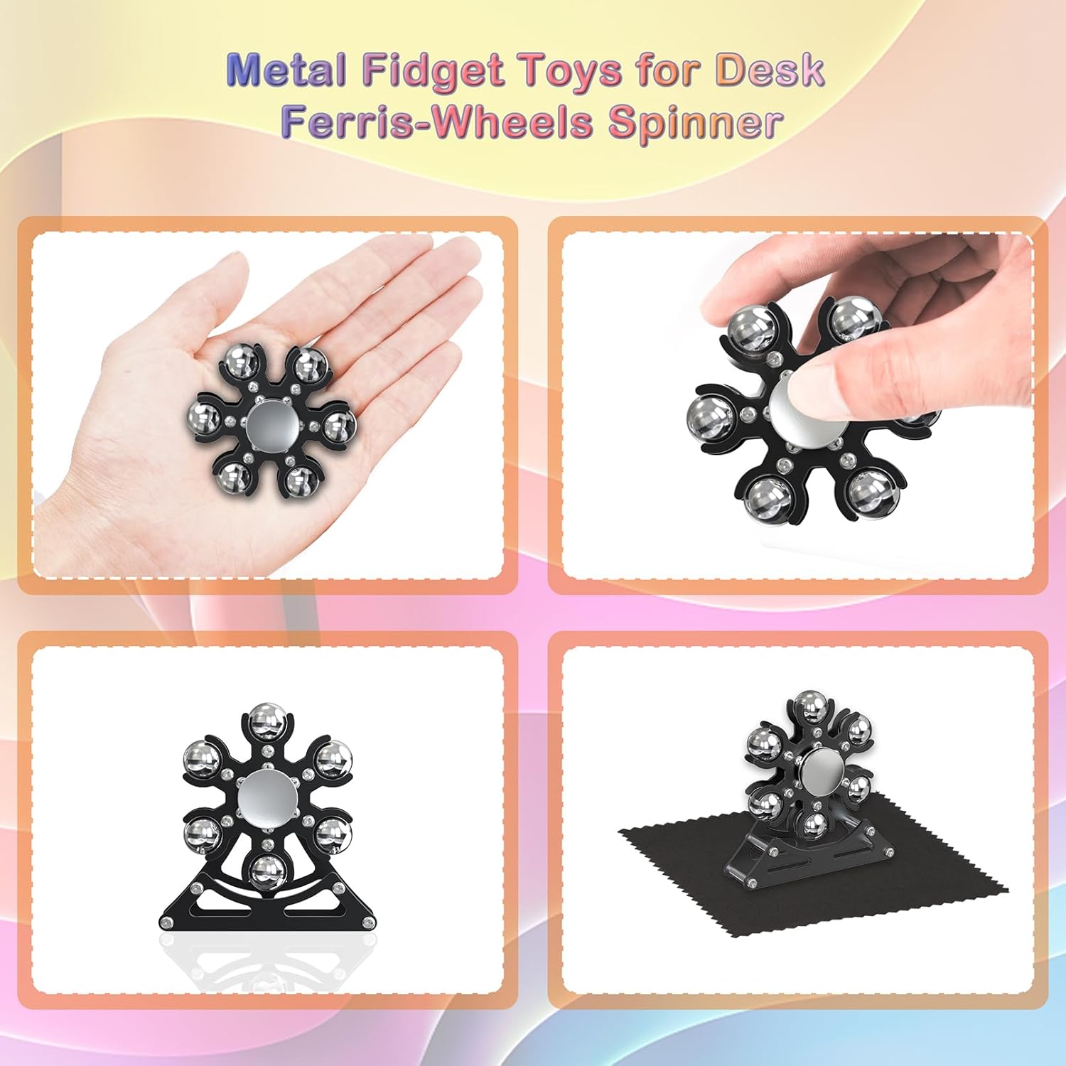 Desk-Fidget-Toys Ferris-Wheels-Spinner: Metal Kinetic-Fidget-Spinner 4mins, EDC-Toy Cool-Gadgets for School Office Christmas, ADHD Tools Gift Cool-Stuff Stress Relief Gift for Kid Children Teen Adult