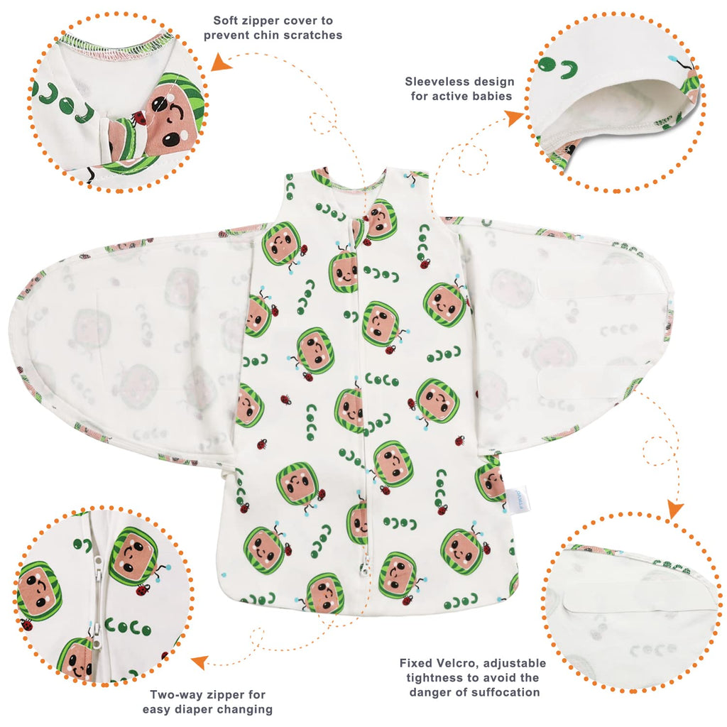 Swaddle-Blanket Baby Girl & Boy Swaddles Newborn Infant Transition 100% Cotton Wrap Blankets, 3-Way Adjustable Wearable Blanket, TOG 1.0 (Watermelon 0-3 Month)