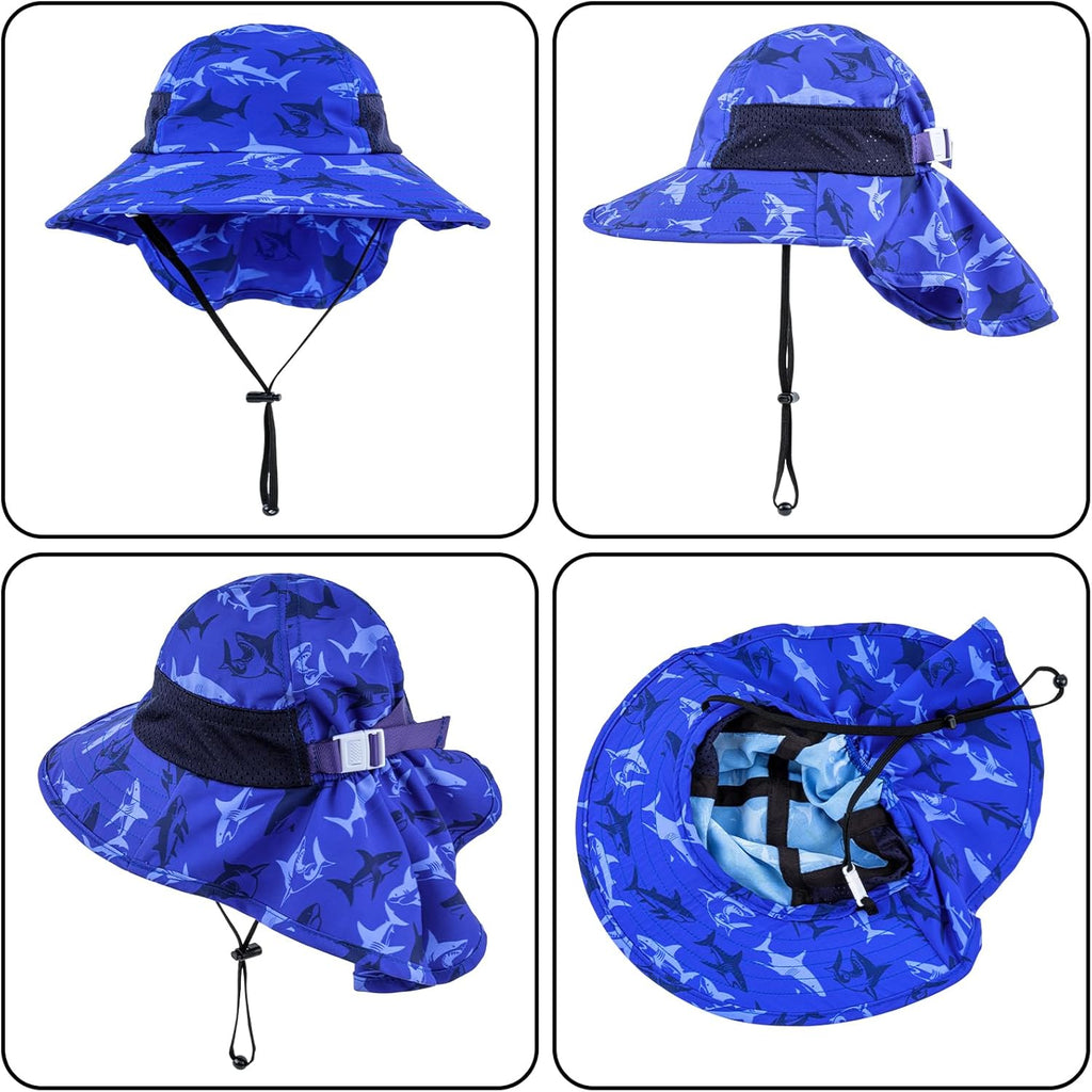 Toddler Baby Sun Hat Kids Summer UPF 50+ for Boys Girls Adjustable Beach Hats with Bucket Wide Brim Age 1-7 Years