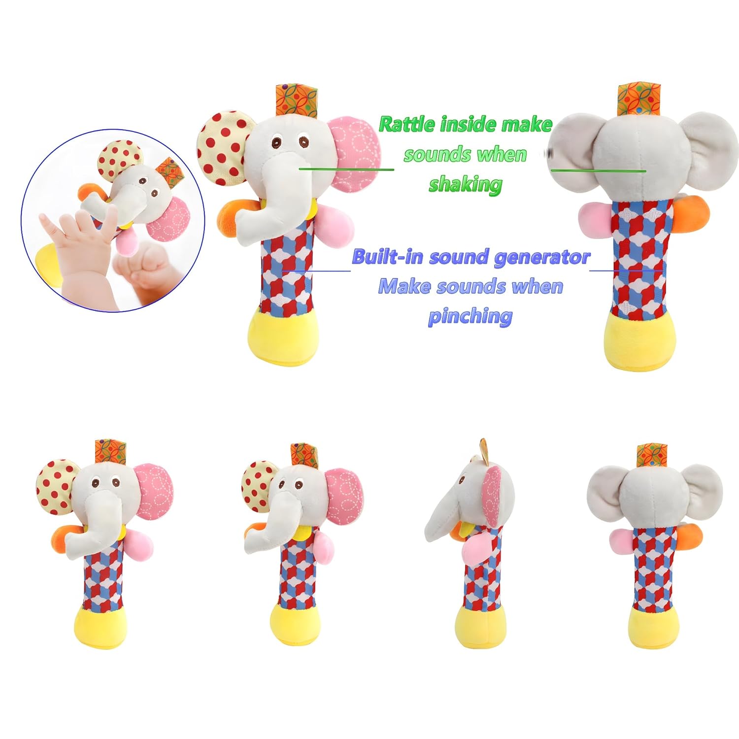 Wrist Rattles Foot Finder Rattle Toy for 3-6 Months Baby, Feet Leg Ankle Socks Arm Hand Bracelet Shaker for 6-9 Months Infant boy & Girl, Gift Set for 0-2 Years Newborn Babies (5 pcs-C)