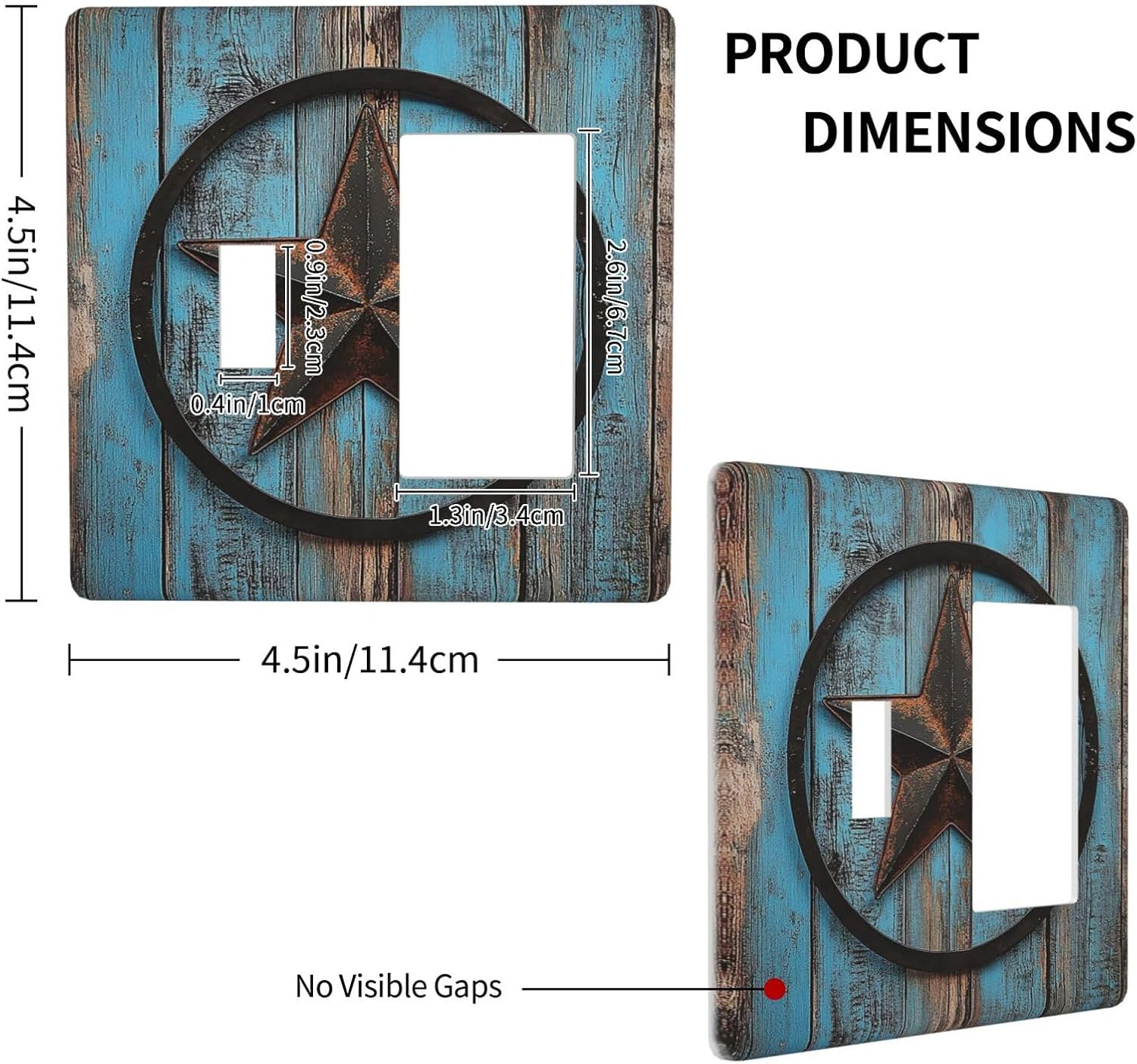 Outlet Covers Rustic Wood Country Barn Texas Star On Teal 1 Toggle 1 Rocker Combination Decorative Wall Plate Electrical Switch Plates Light Switch Cover Plate For Farmhouse Cabin Decor