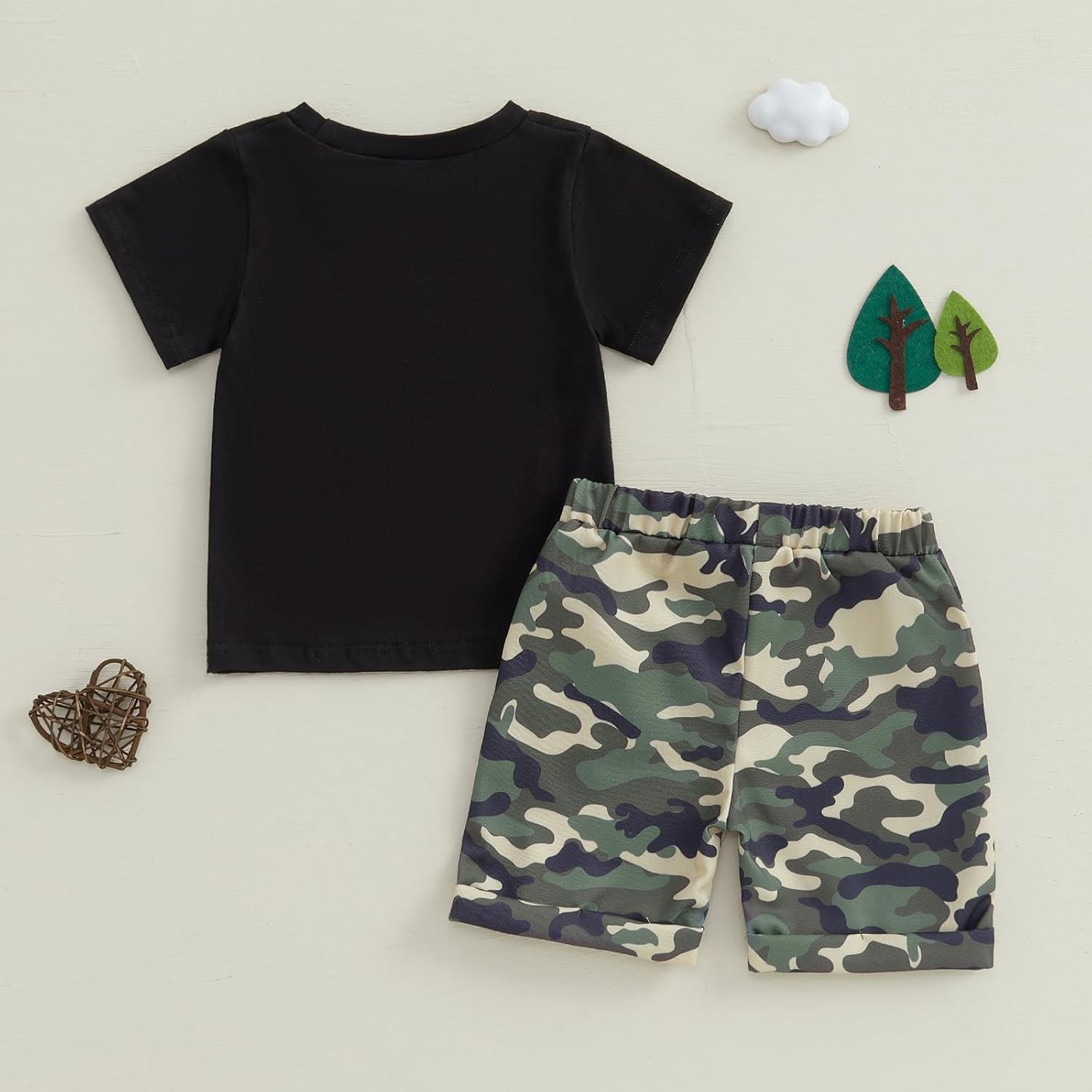 wdehow Toddler Kids Baby Boy Summer Clothes Sets 1T 2T 3T 4T 5T Letter Print Short Sleeve Tops Camouflage Shorts Outfits