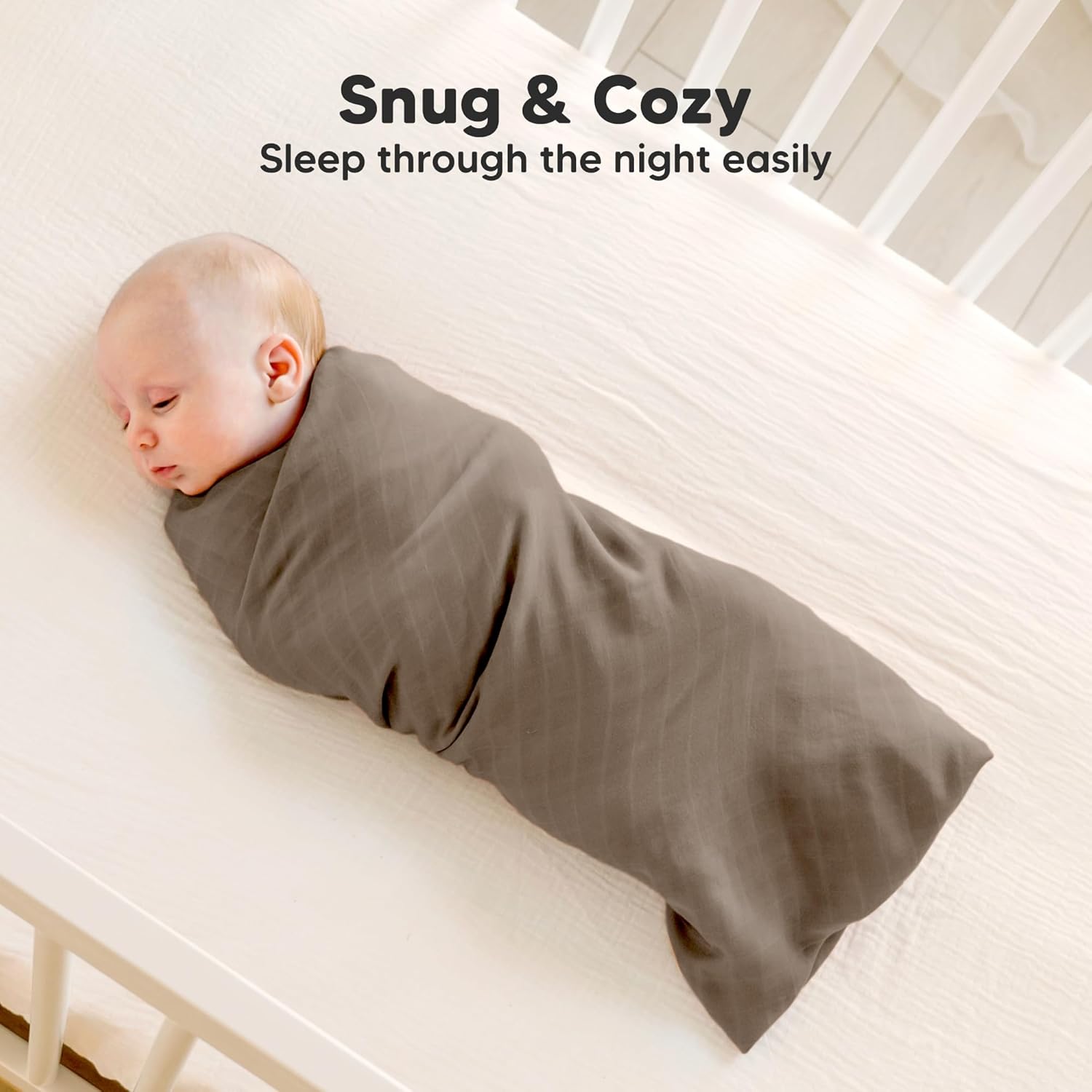 4-Pack Muslin Swaddle Blankets for Boys, Girls - Organic Baby Swaddles for Newborns, Soft & Breathable Receiving Baby Blankets for Girl, Boy, Neutral, Newborn Essentials Gift (Nimbus)