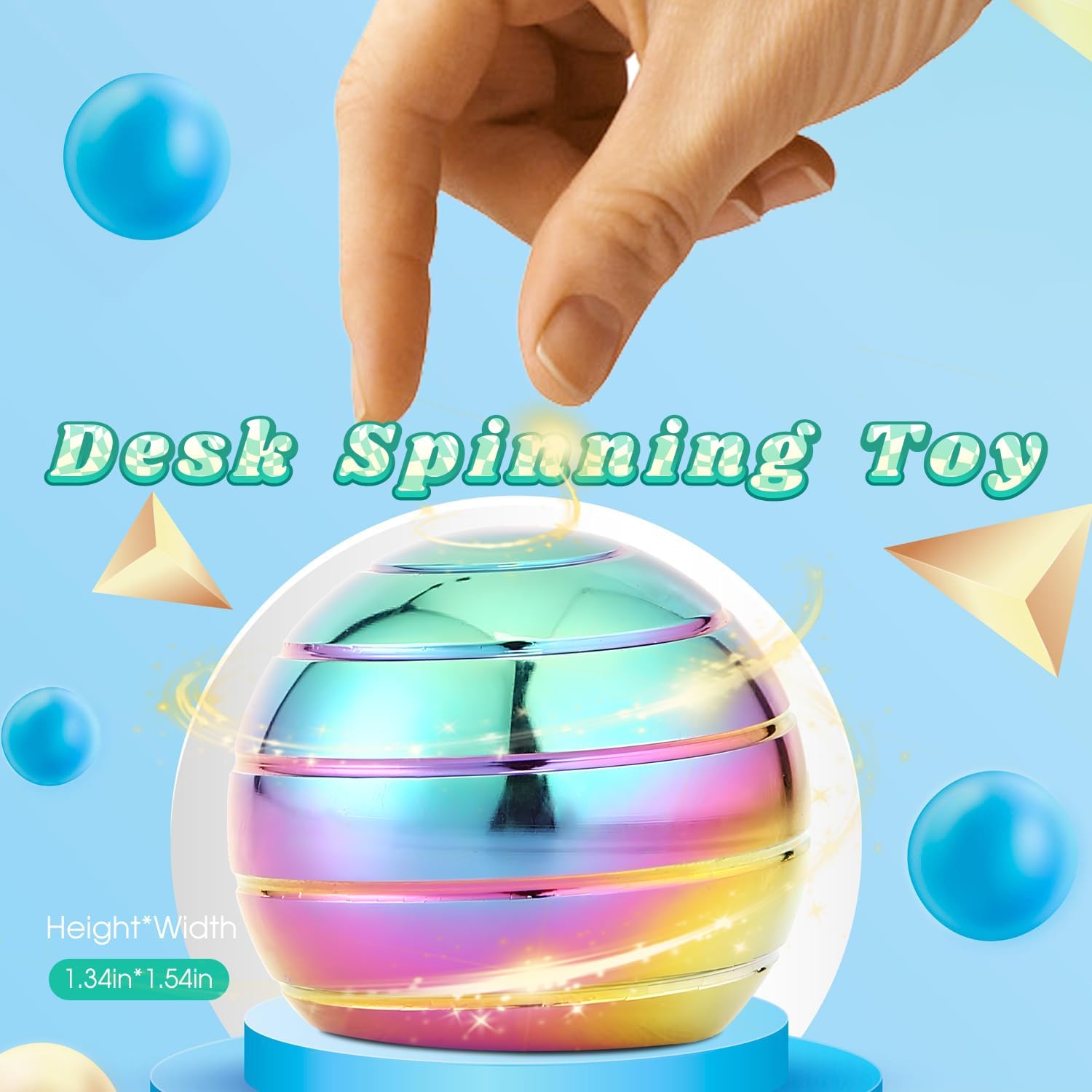 2Pcs Kinetic Desk Spinning Toy, Optical Illusion Metal Spinner Ball for Anxiety Relief, for Children