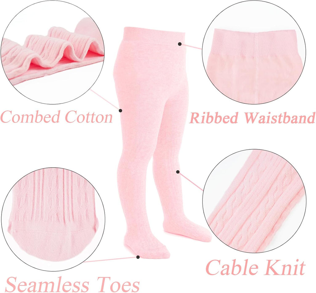 Mini angel Baby Tights Toddler Girl Tights Seamless Cable Knit Leggings Soft Cotton Stockings Pantyhose 3/4/5 Pack
