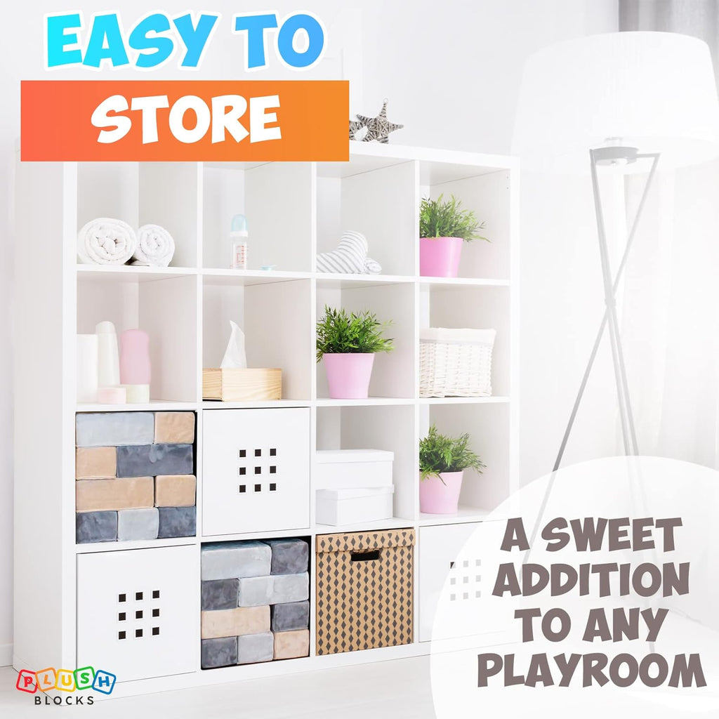 The Original Premium Plush Building Block for Kids - Certified Safe Foam Blocks in Luxuriously Soft Fabric Covers - Set of 24 (Castle Rock)