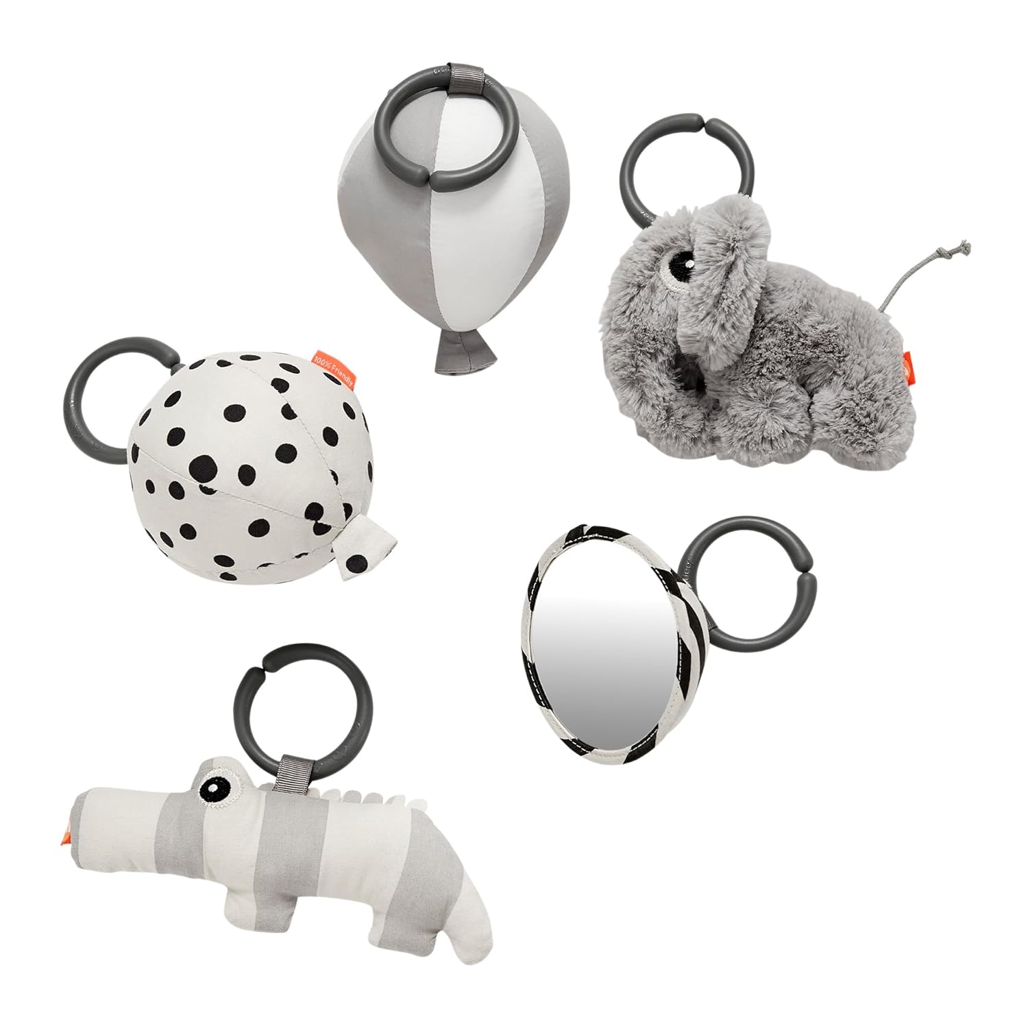 Done by Deer Activity Play Mat Deer Friends Grey - Baby Play Mat with 5 Toys for Sensory Stimulation and Early Development - Hang The Toys in 13 Different Positions on The Arches